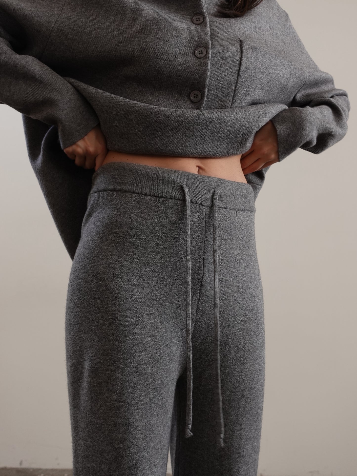 PANTALONI WIDE LEG IN MAGLIA - GRIGIO 7133