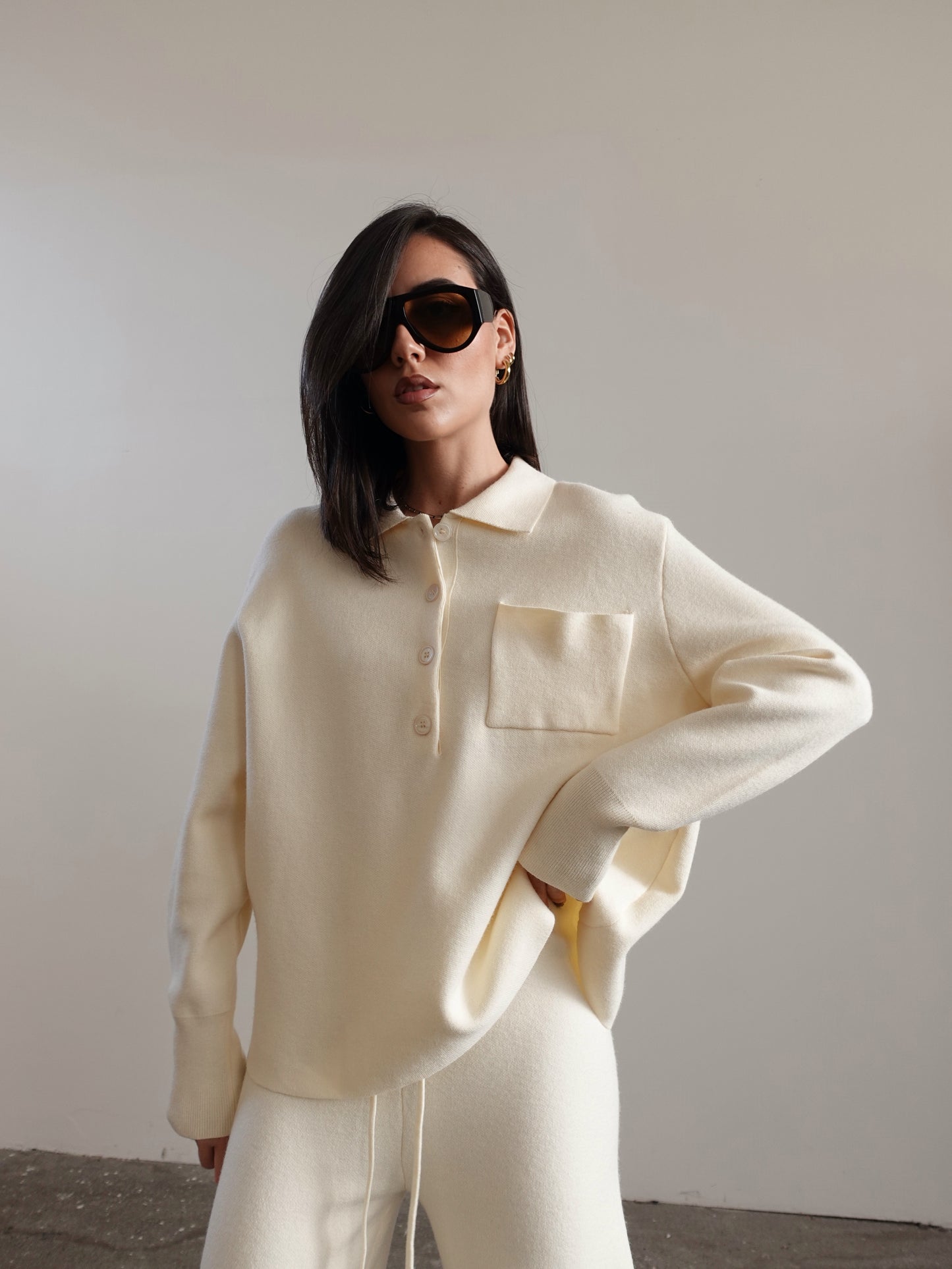 POLO IN MAGLIA CON TASCHINO - BEIGE 7131