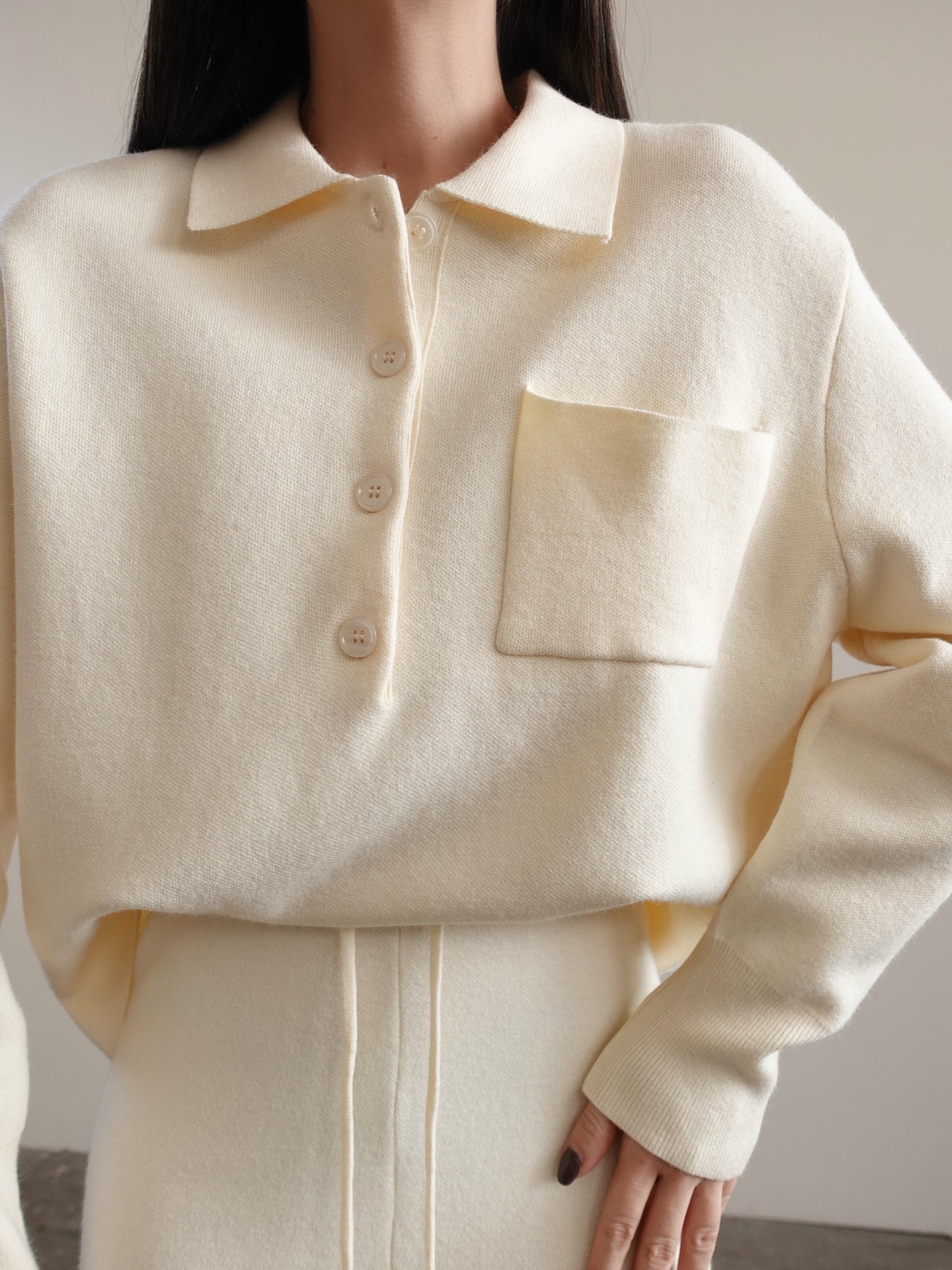 POLO IN MAGLIA CON TASCHINO - BEIGE 7131