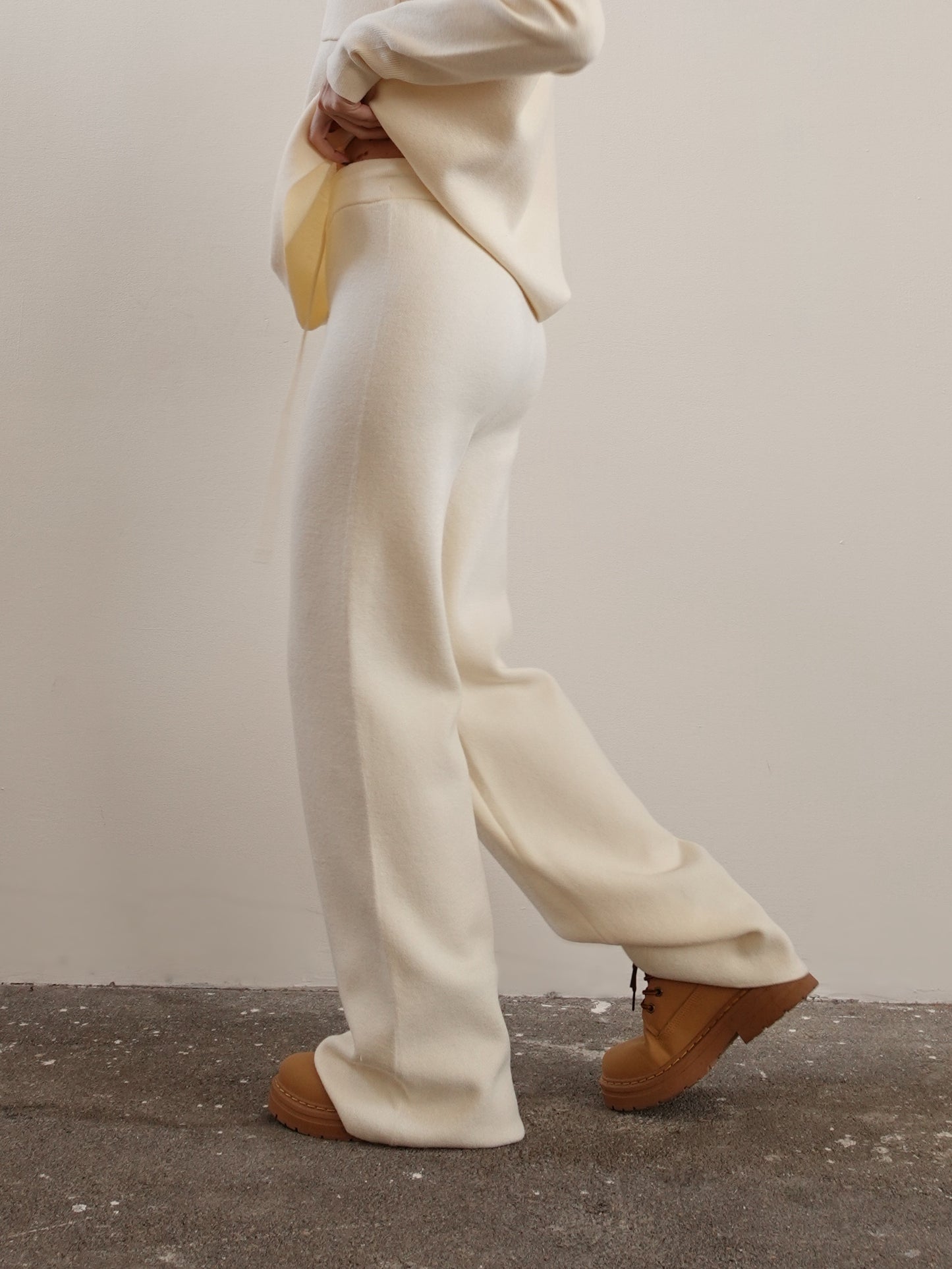 PANTALONI WIDE LEG IN MAGLIA - BEIGE 7133