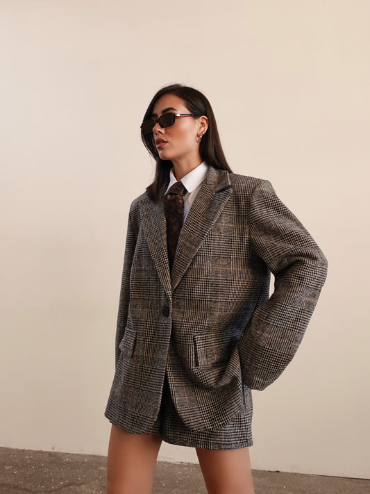 GIACCA HOUNDSTOOTH - GRIGIO/NERO 25129