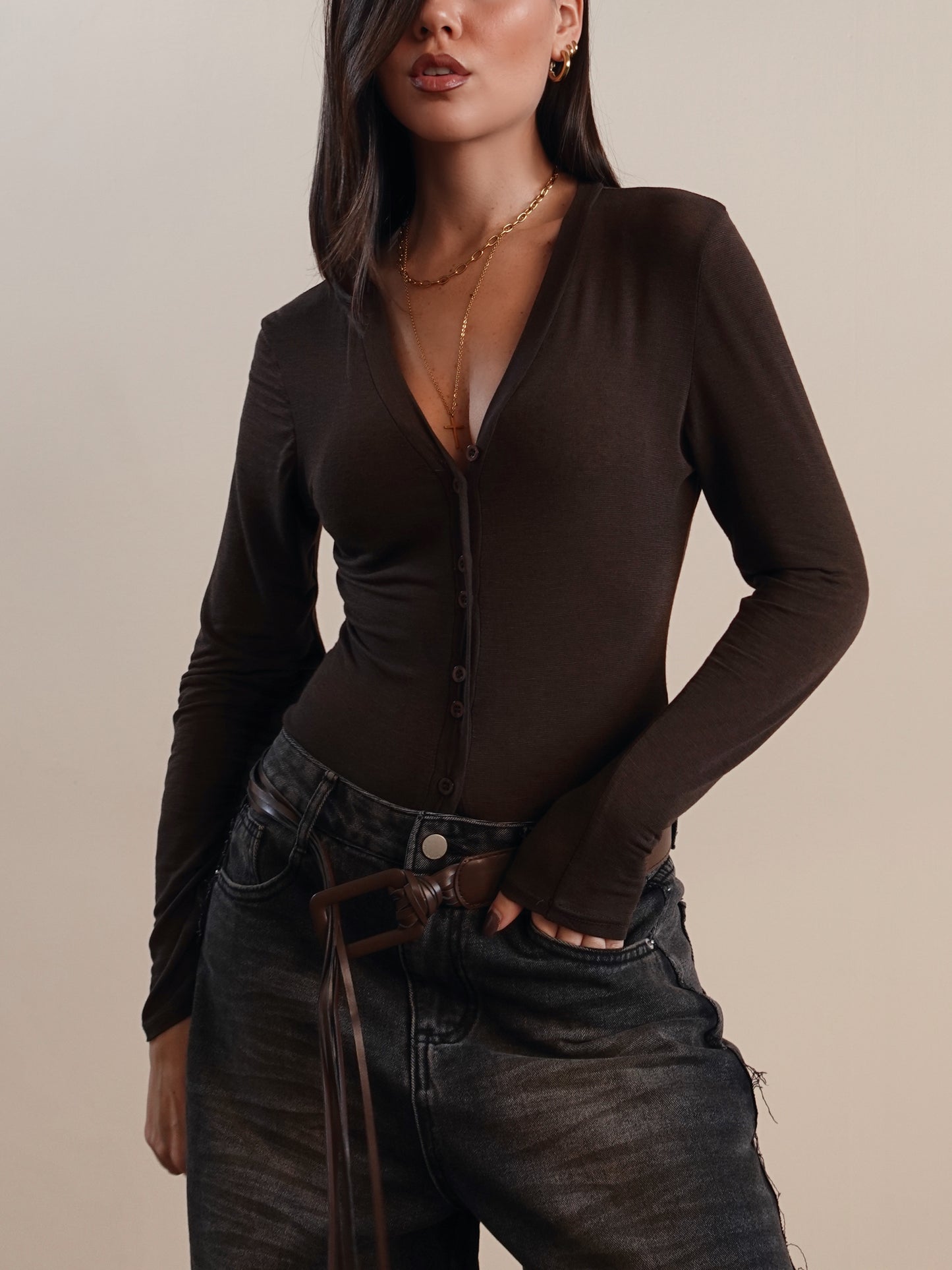 CARDIGAN IN CASHMERE - MARRONE 86861