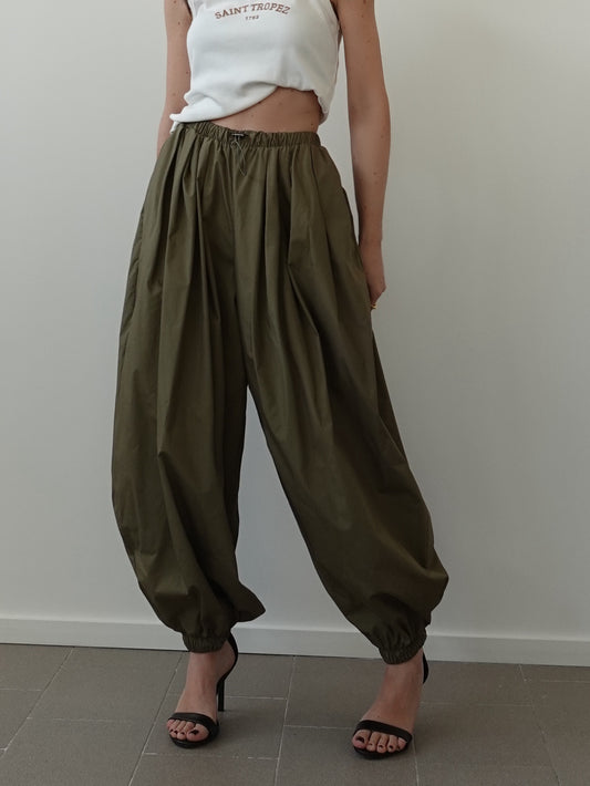 PANTALONI BALLOON 100% COTONE - VERDE 12658