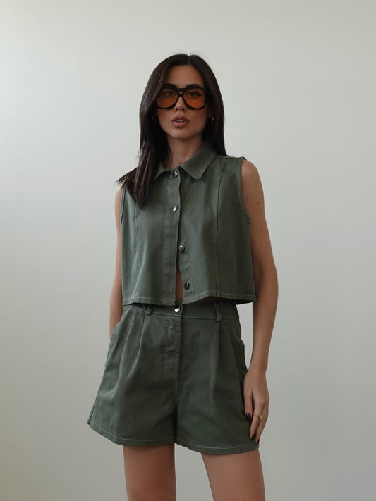 COORDINATO SAFARI IN DENIM - VERDE 50679