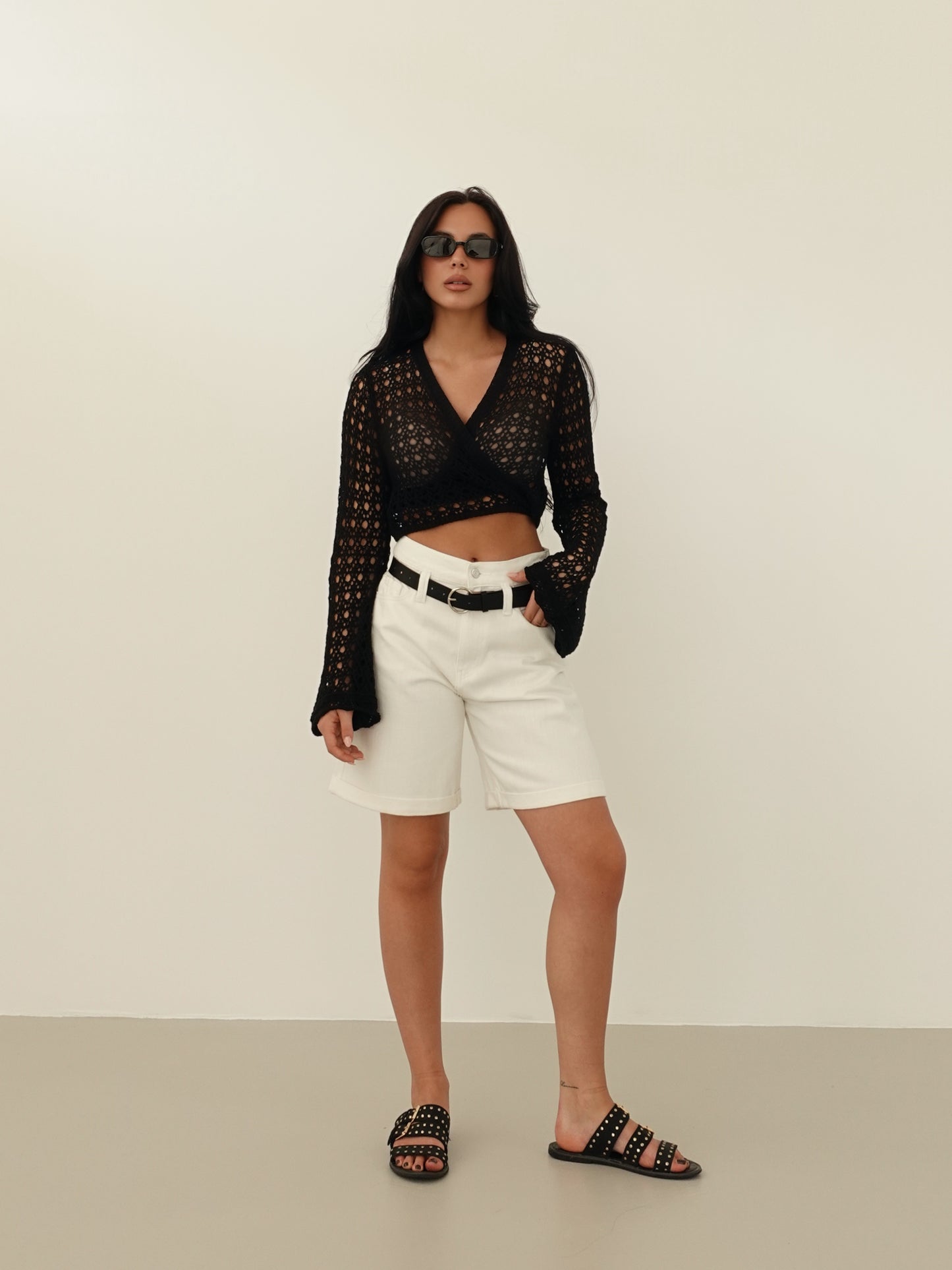 TOP A INCROCIO CROCHET - NERO 4336