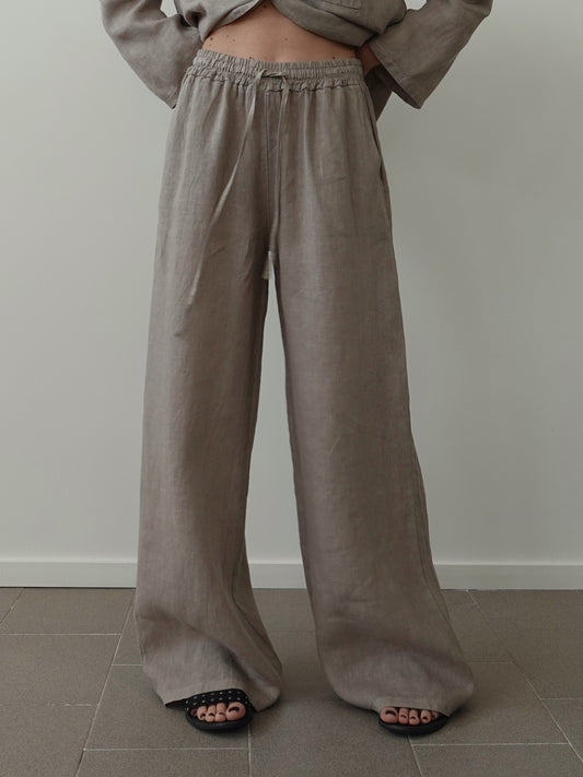 PANTALONI IN LINO - SABBIA 7299