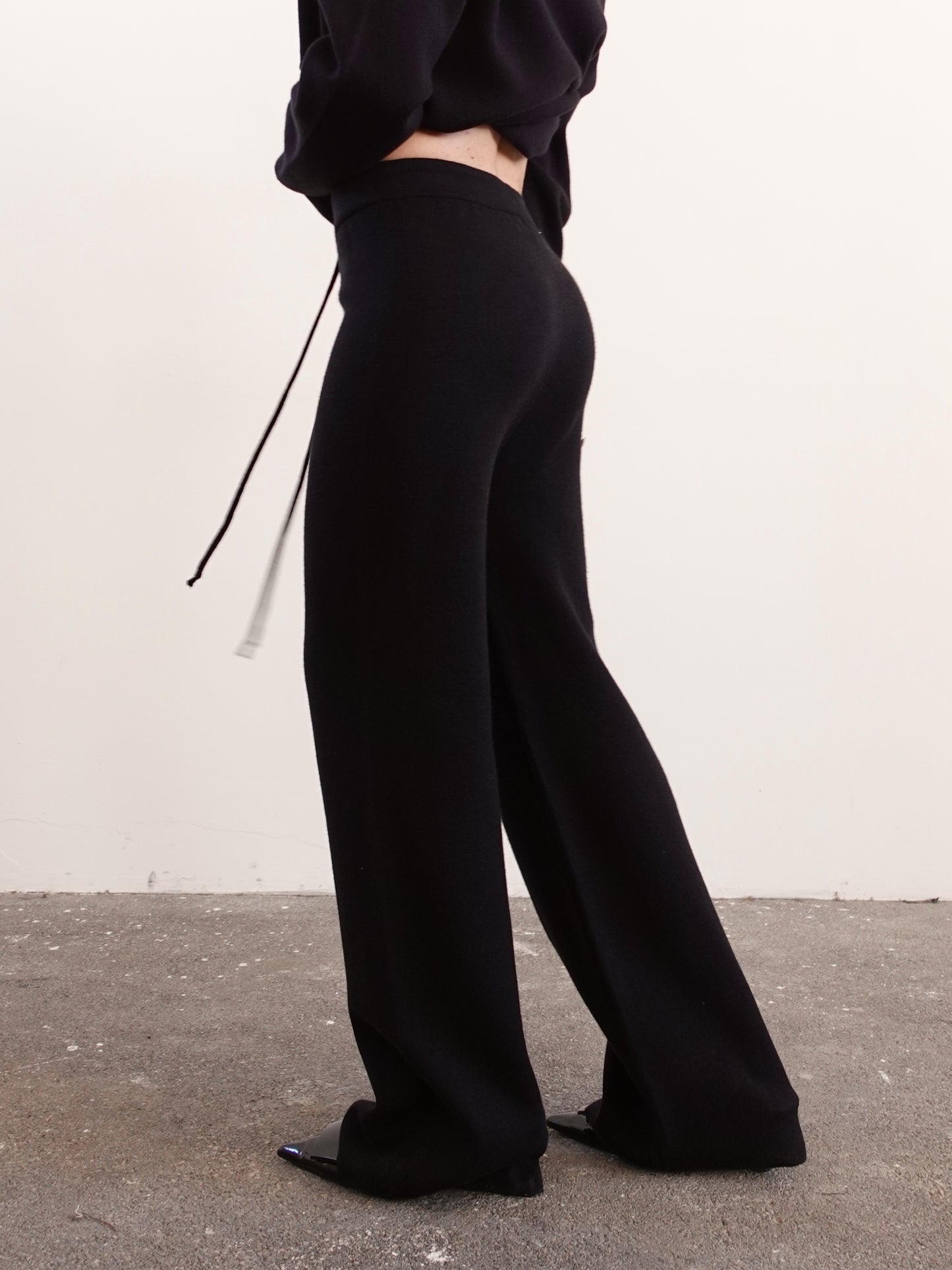 PANTALONI WIDE LEG IN MAGLIA - NERO 7133