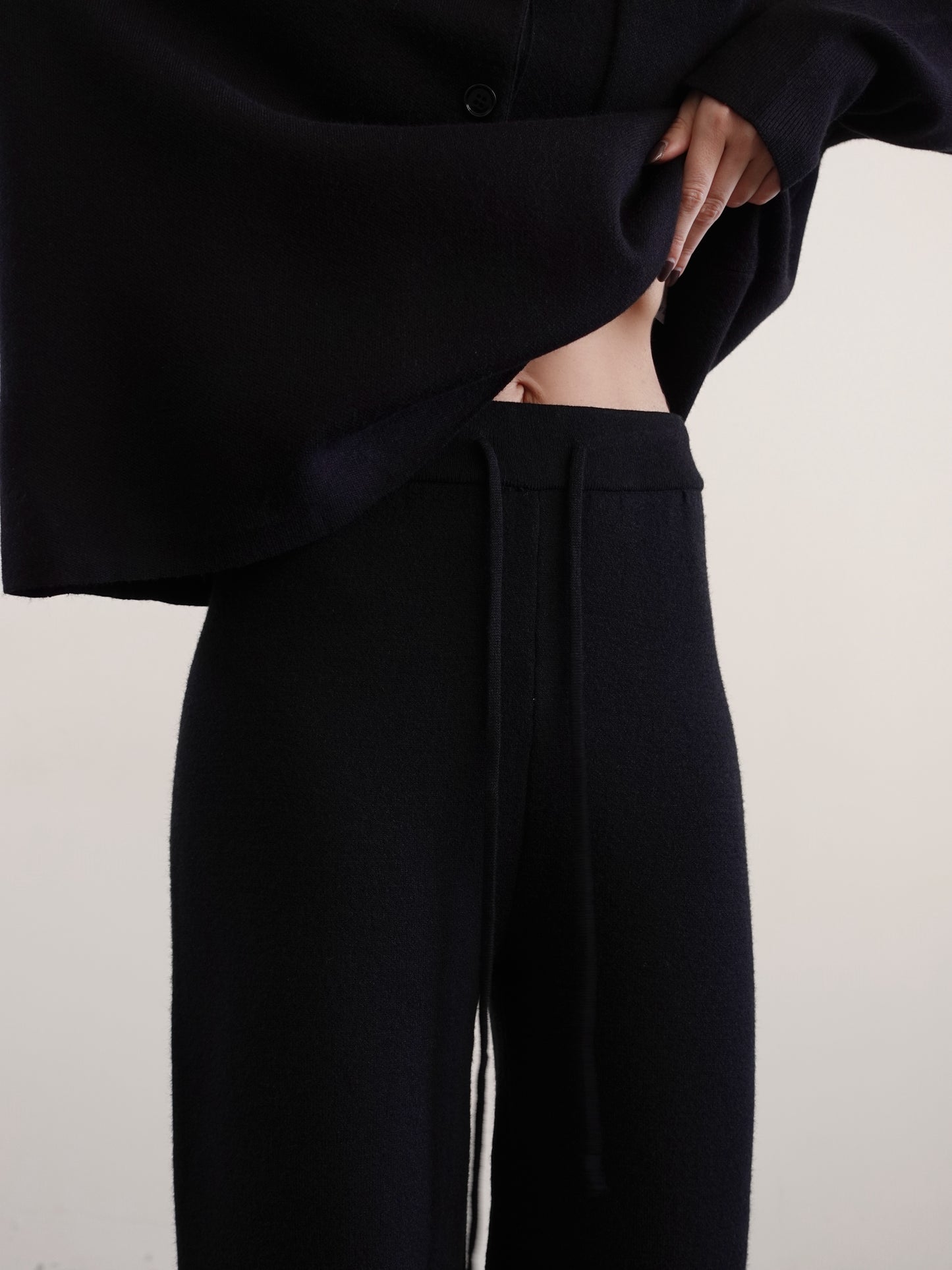 PANTALONI WIDE LEG IN MAGLIA - NERO 7133