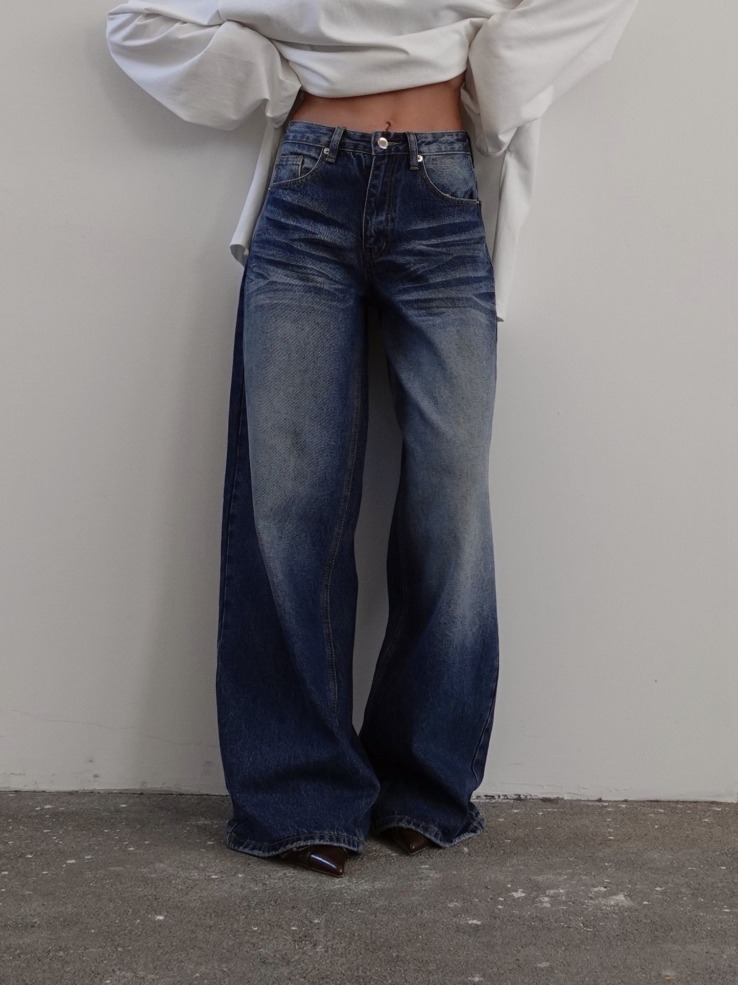 JEANS BAGGY BALLOON CON SFUMATURE - BLU 3495