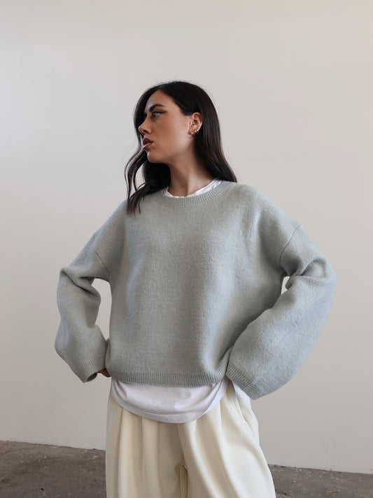 MAGLIONE GIROCOLLO - VERDE ACQUA 1307