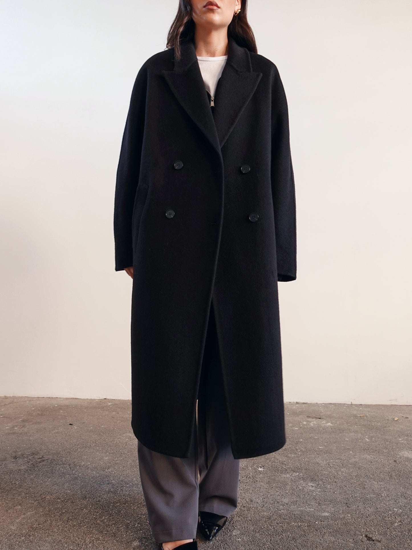 CAPPOTTO OVERSIZE IN LANA - NERO N05