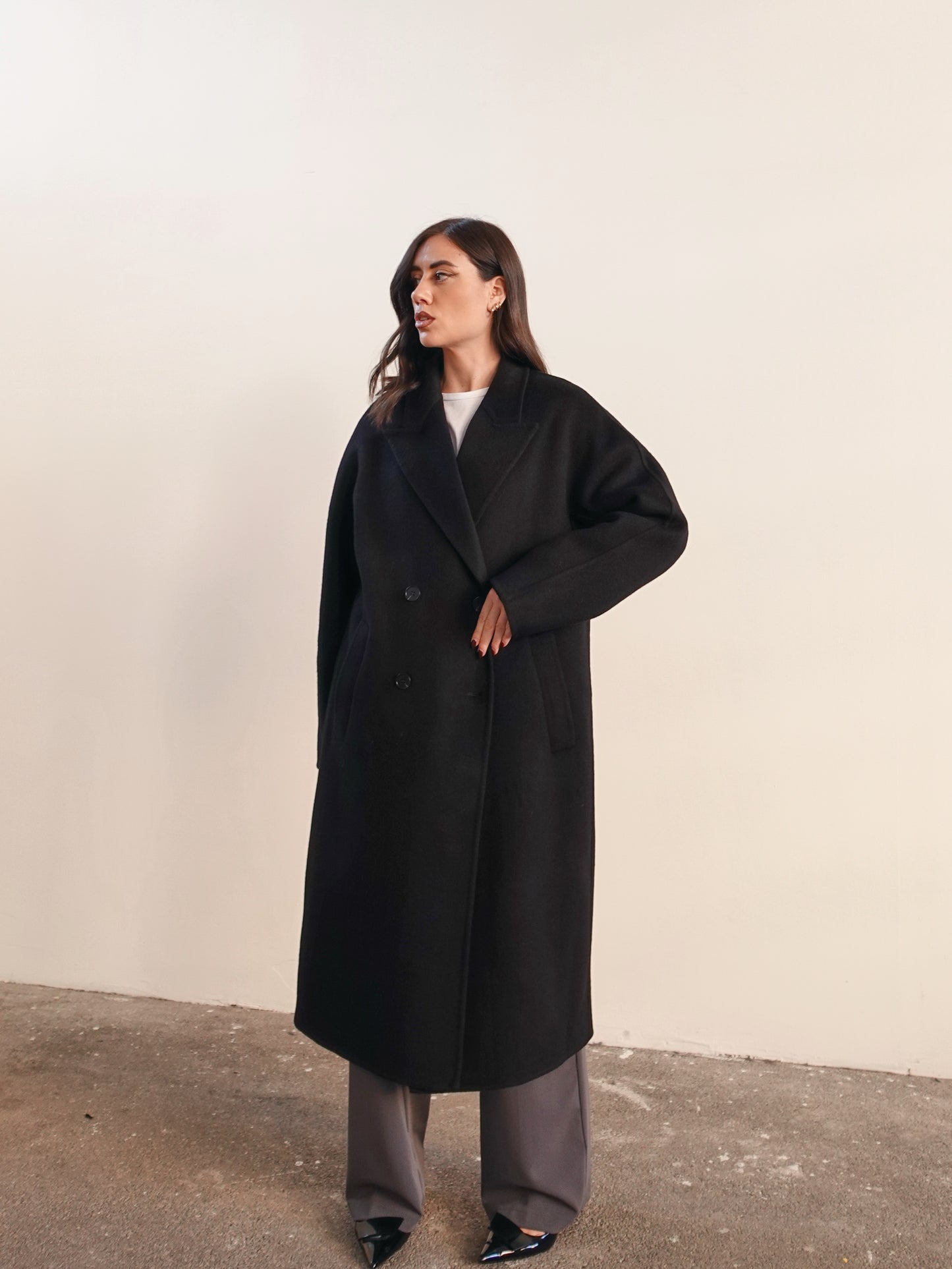 CAPPOTTO OVERSIZE IN LANA - NERO N05