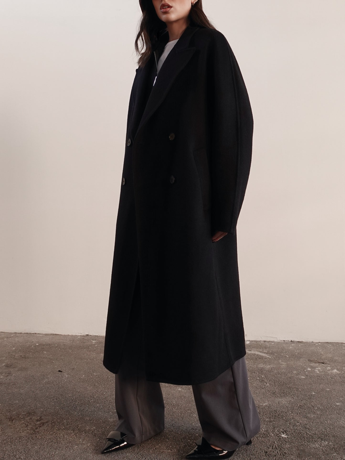 CAPPOTTO OVERSIZE IN LANA - NERO N05