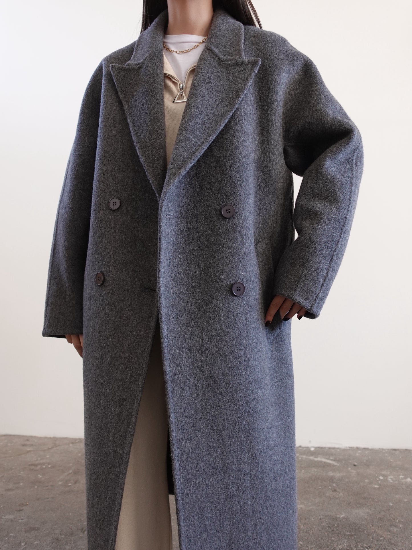 CAPPOTTO OVERSIZE IN LANA - GRIGIO N05