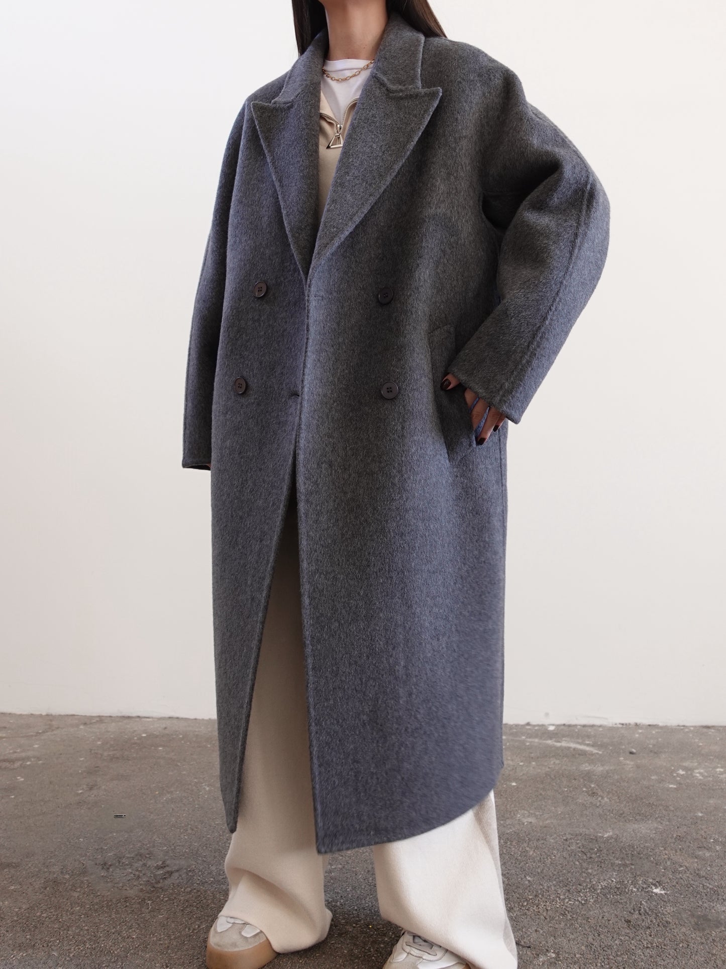 CAPPOTTO OVERSIZE IN LANA - GRIGIO N05