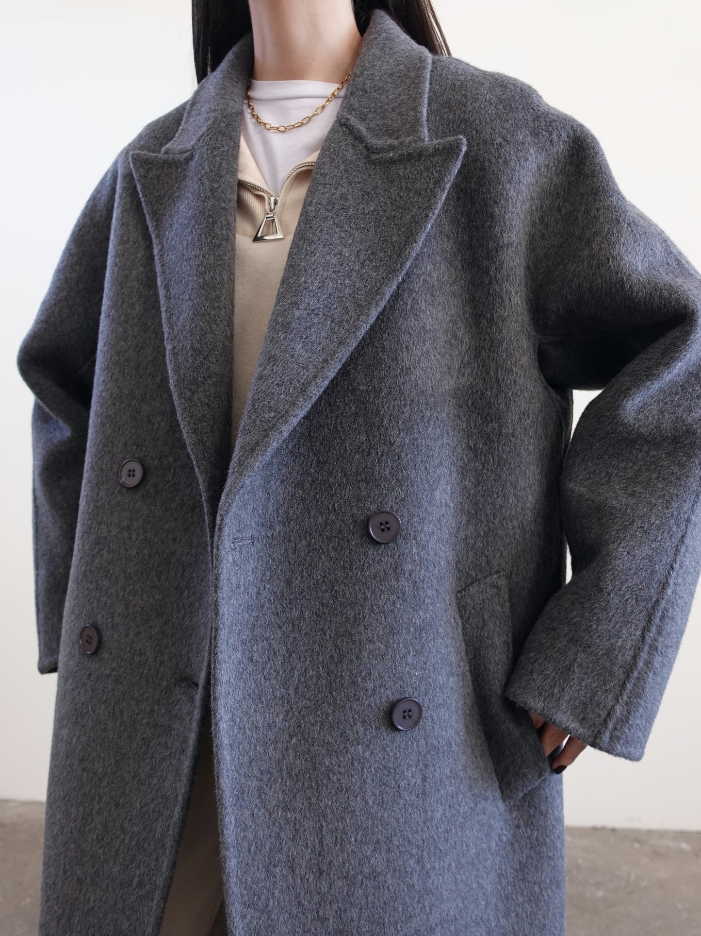 CAPPOTTO OVERSIZE IN LANA - GRIGIO N05