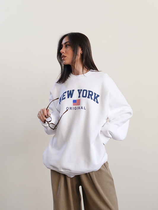 FELPA OVER "NEW YORK ORIGINAL" - BIANCO 1064