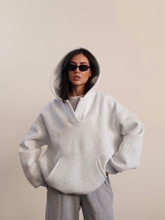 MAXI FELPA CON CAPPUCCIO - GRIGIO CHIARO 1453