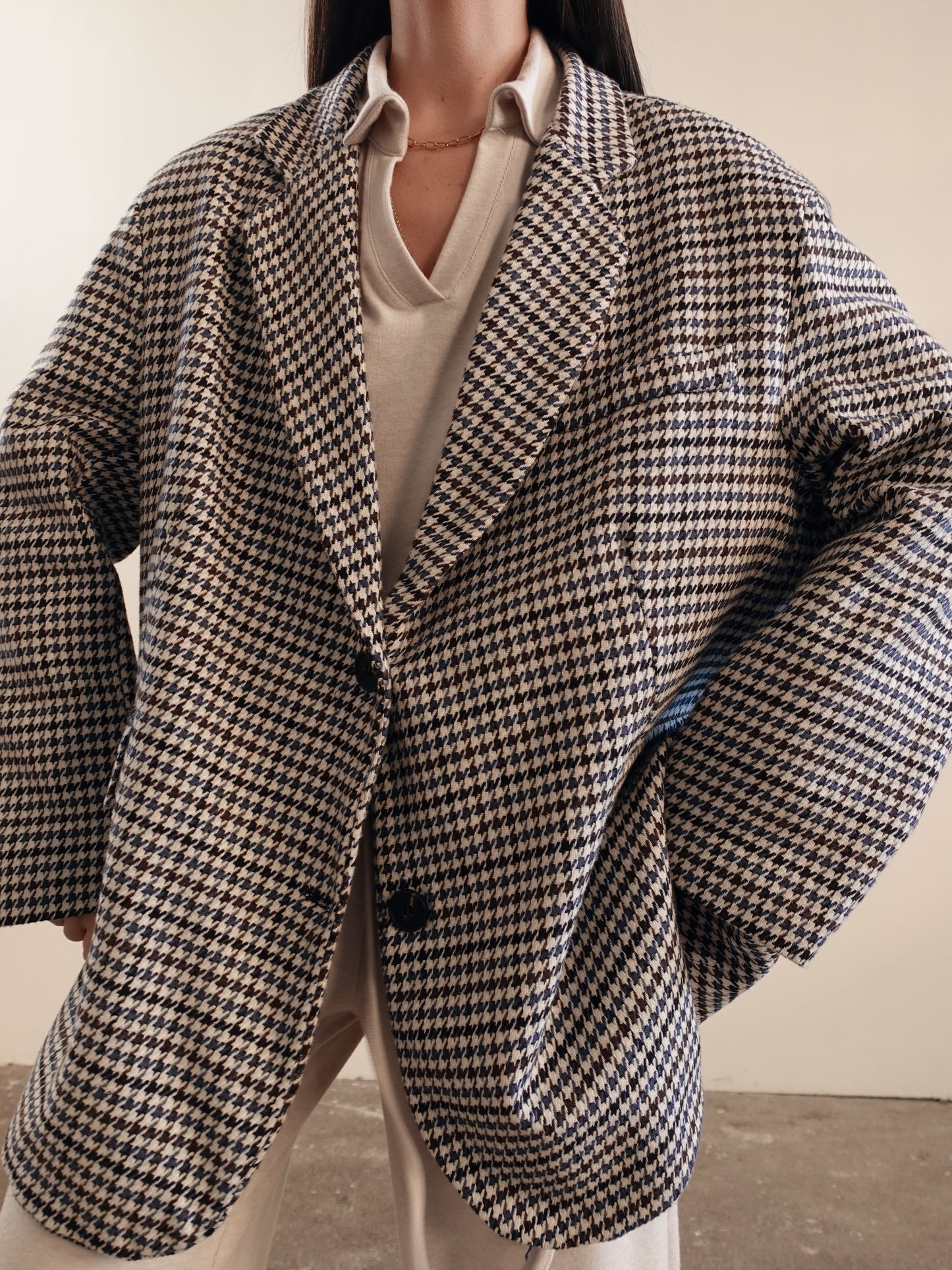 GIACCA/CAPPOTTO PIED DE POULE - BLU/MARRONE GC-02