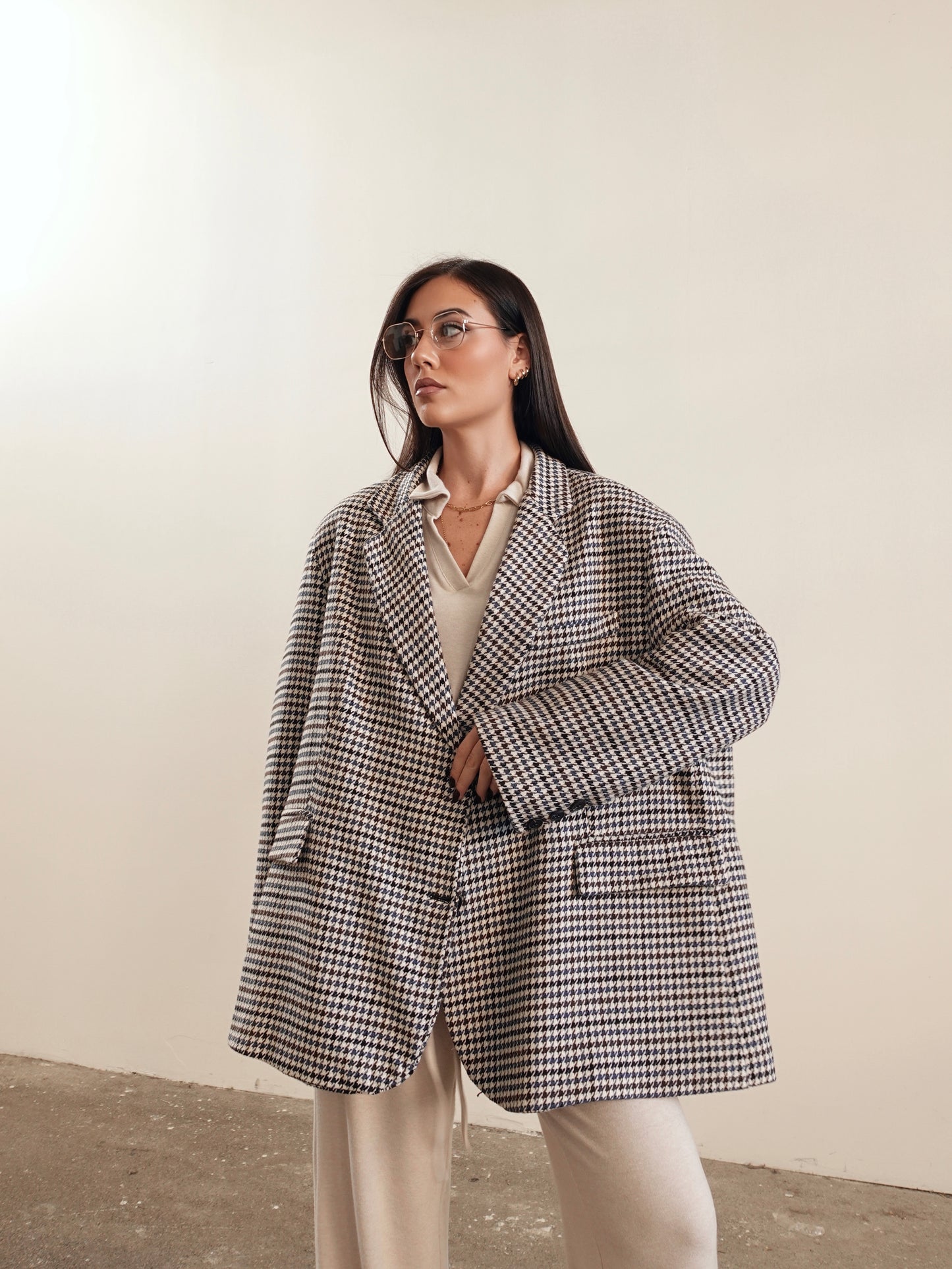 GIACCA/CAPPOTTO PIED DE POULE - BLU/MARRONE GC-02