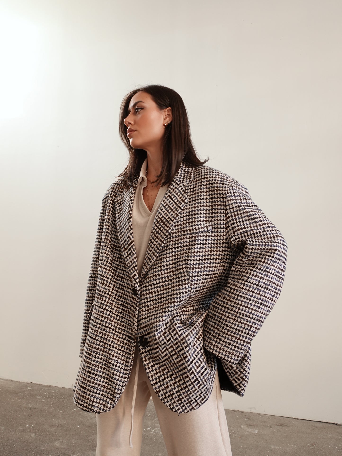 GIACCA/CAPPOTTO PIED DE POULE - BLU/MARRONE GC-02