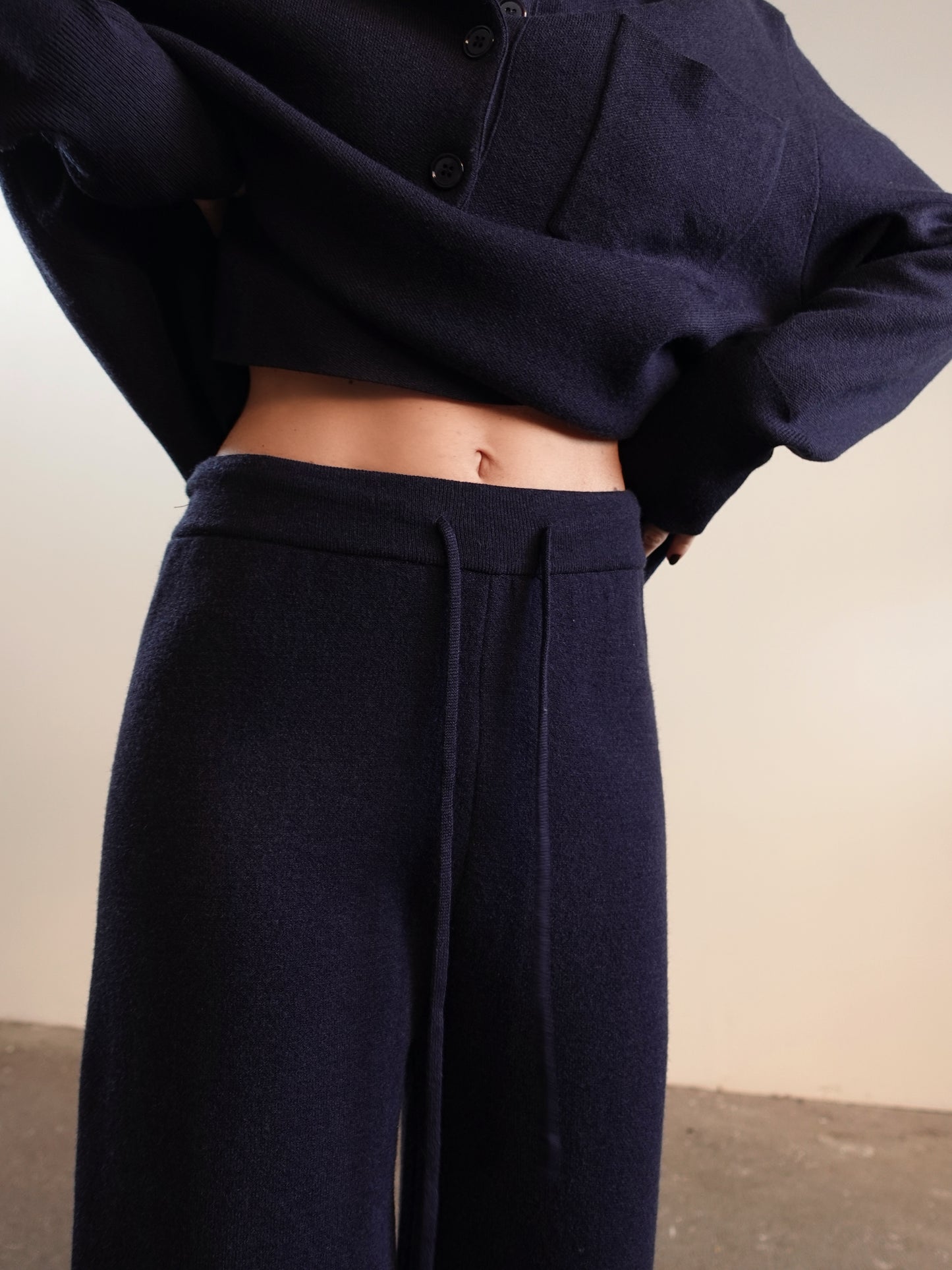 PANTALONI WIDE LEG IN MAGLIA - BLU 7133