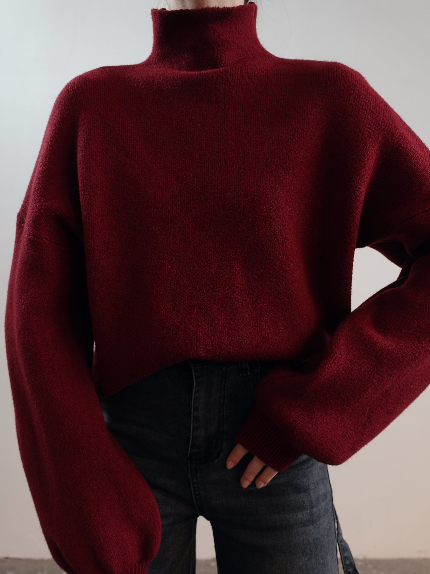 MAGLIONCINO MEZZO COLLO CON MANICA A SBUFFO - BORDEAUX 5179