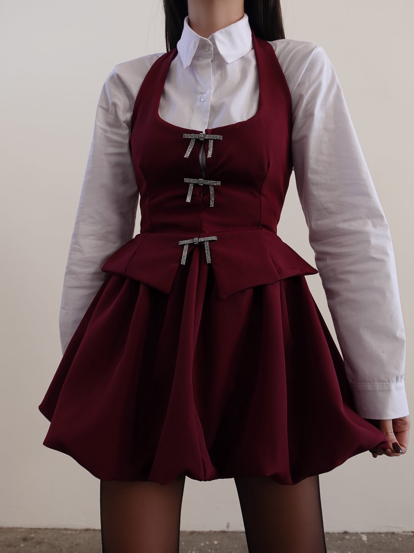 VESTITINO CON APPLICAZIONI IN STRASS - BORGOGNA 25739