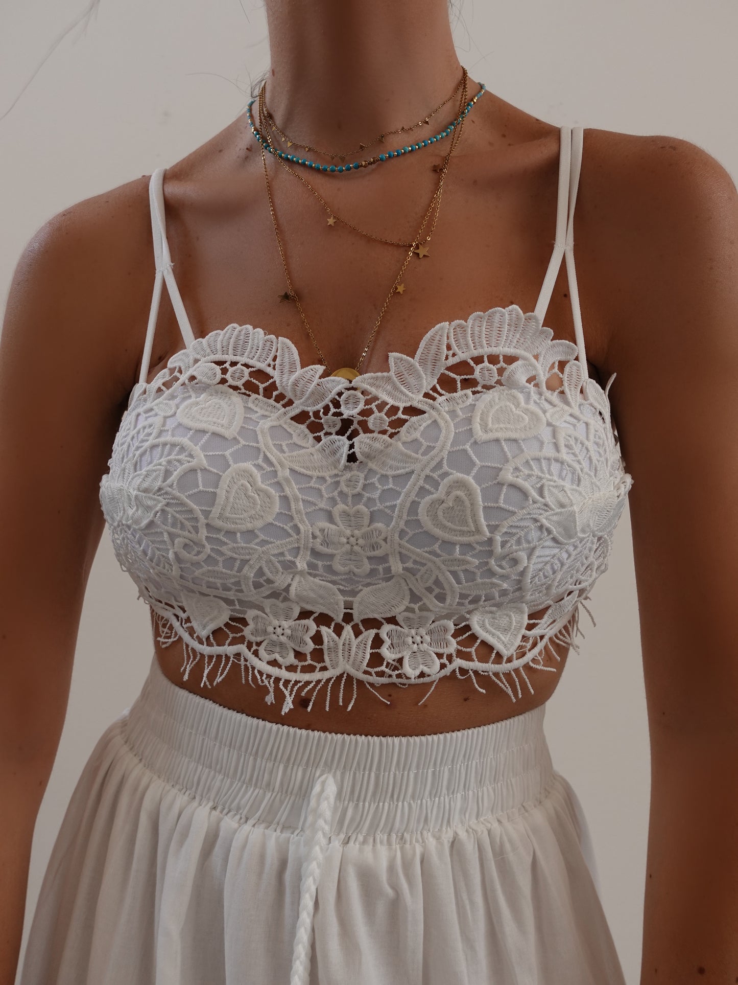 BRALETTE IN MACRAME' PUSH UP - BIANCO 8704