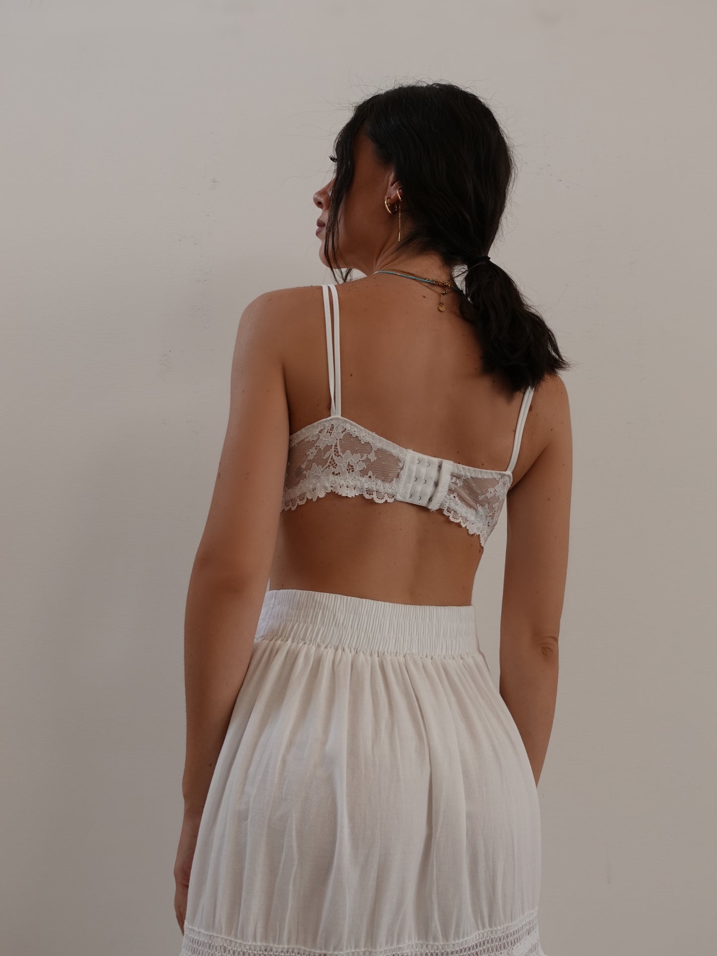 BRALETTE IN MACRAME' PUSH UP - BIANCO 8704