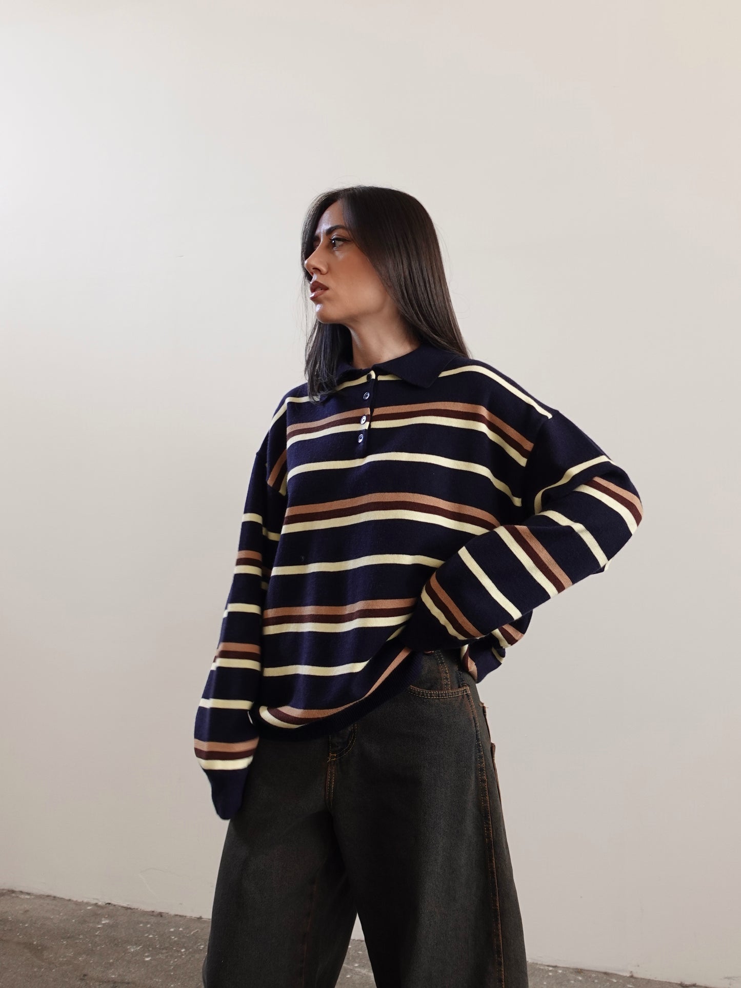 POLO IN MAGLIA A RIGHE - BLU 7215