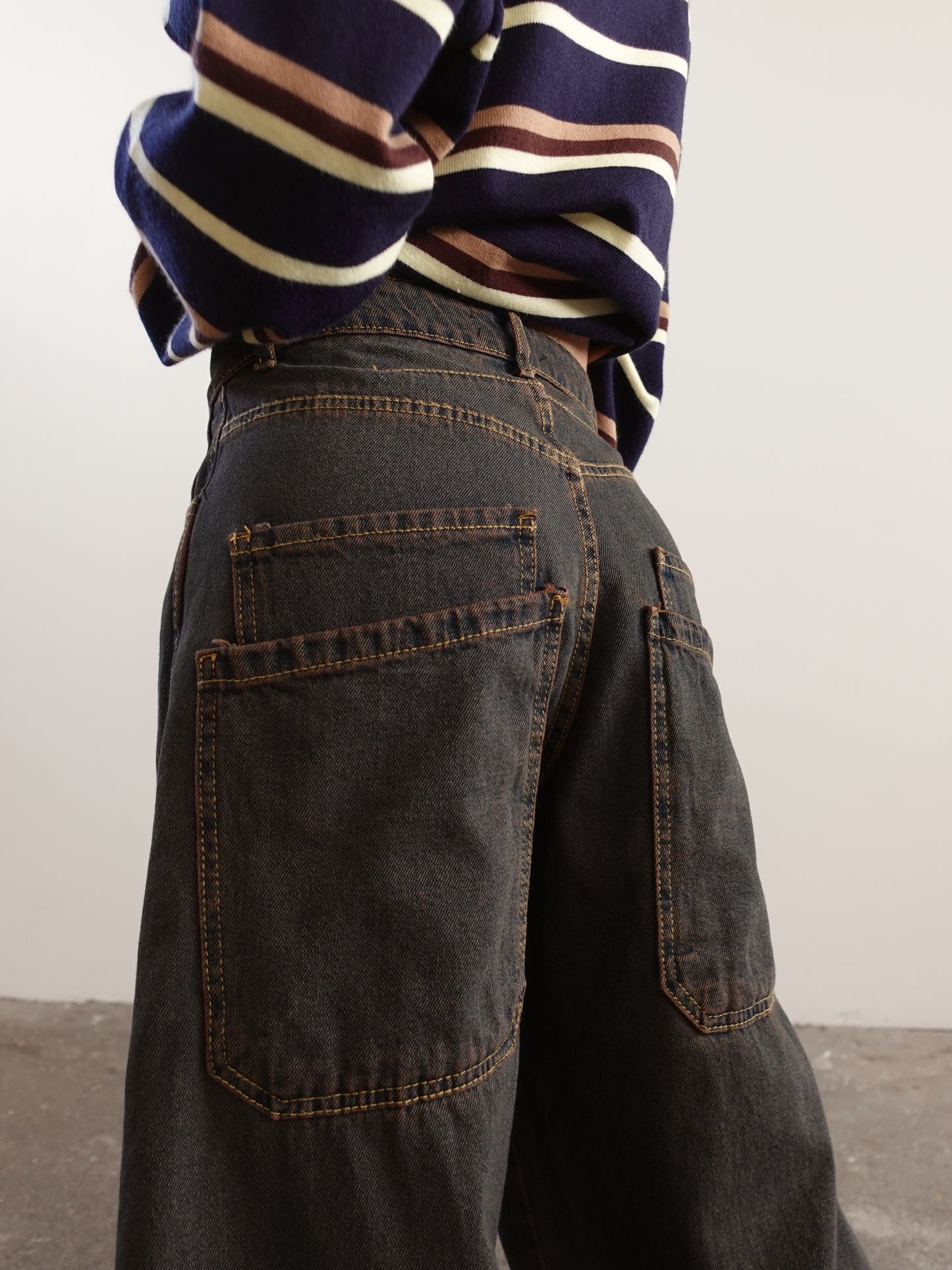 JEANS AMERICA BALLOON FIT SABBIATO - MARRONE GB065