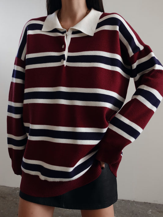 POLO IN MAGLIA A RIGHE HAILEY - BORDEAUX/BLU 2527