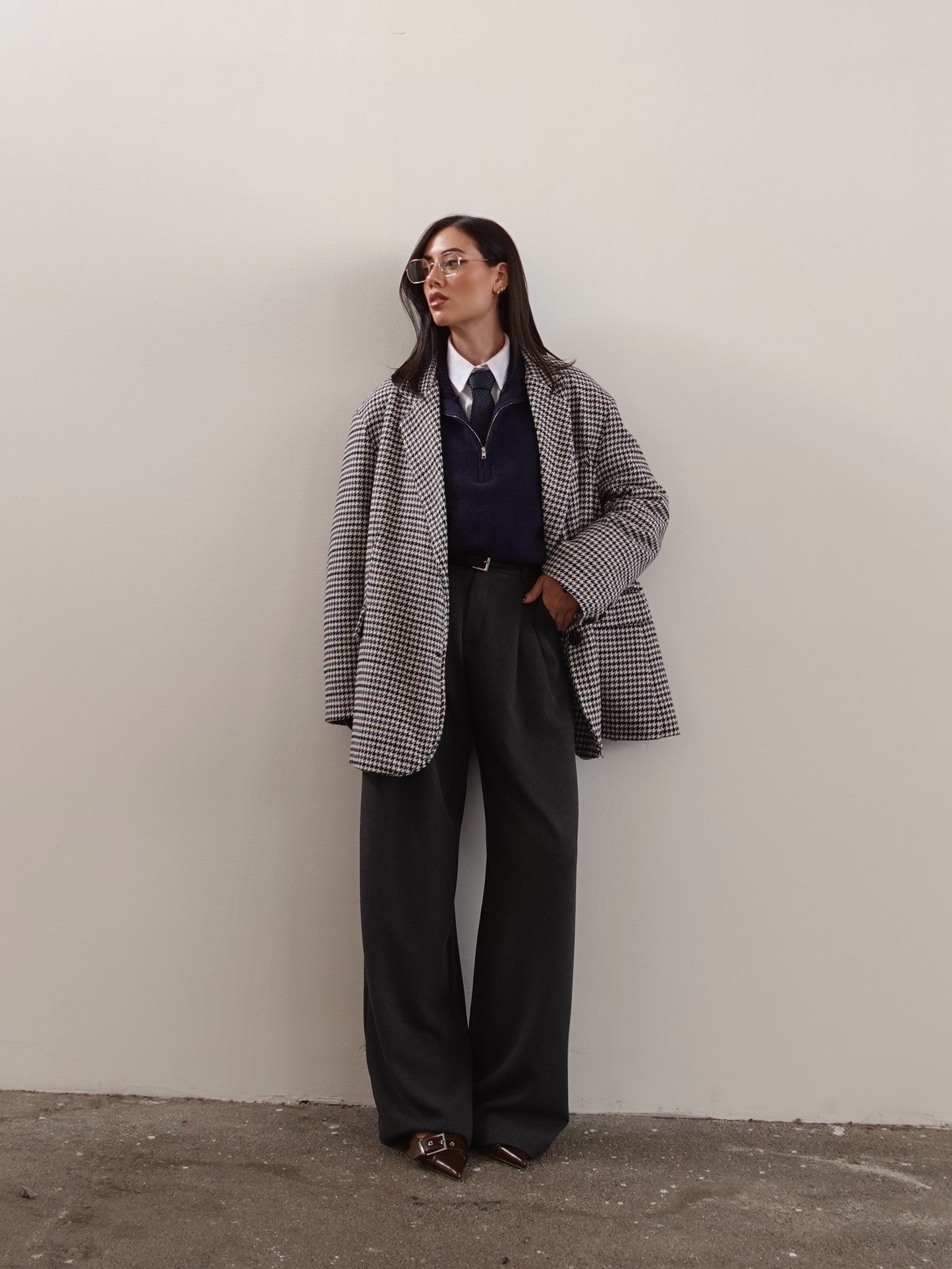 GIACCA/CAPPOTTO PIED DE POULE - BLU/MARRONE GC-02