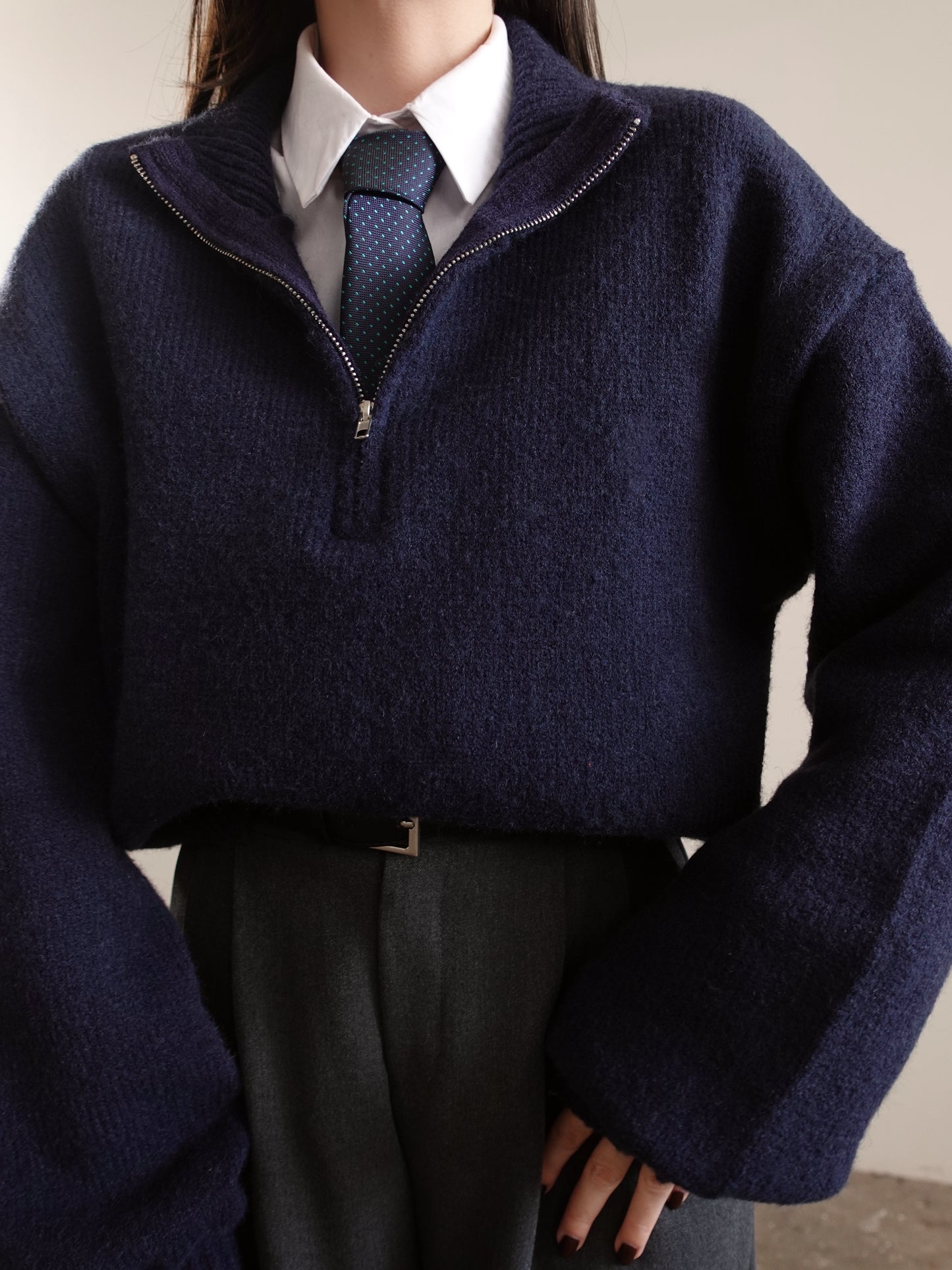 MAGLIONCINO MEZZO COLLO CON ZIP - BLU 87719