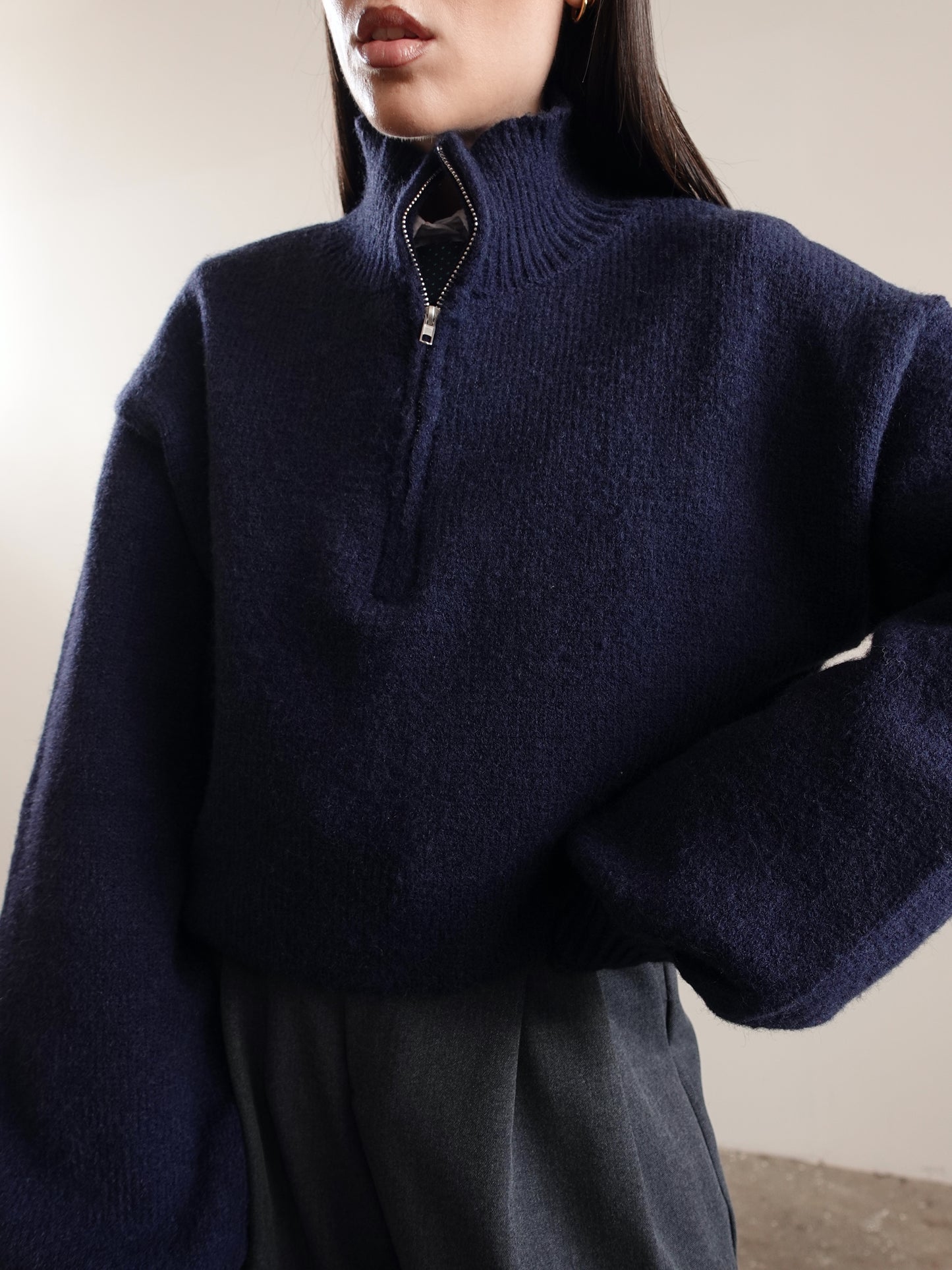 MAGLIONCINO MEZZO COLLO CON ZIP - BLU 87719