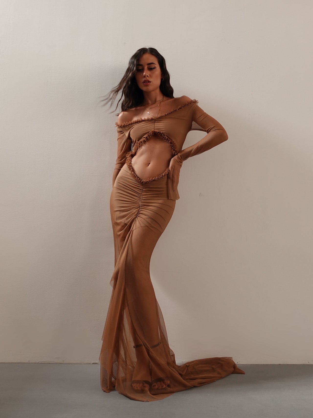 LONG DRESS KENDALL - MARRONE 1335
