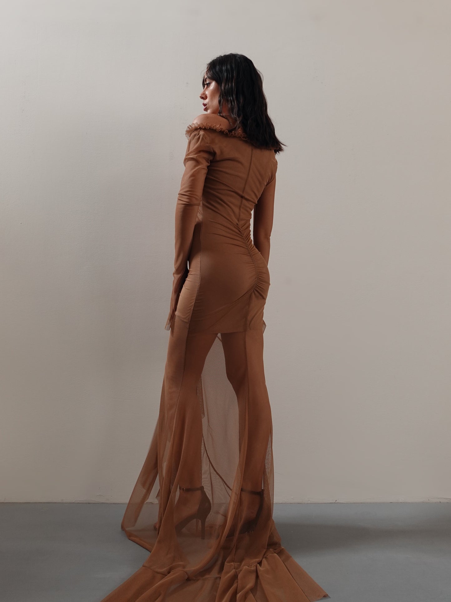 LONG DRESS KENDALL - MARRONE 1335