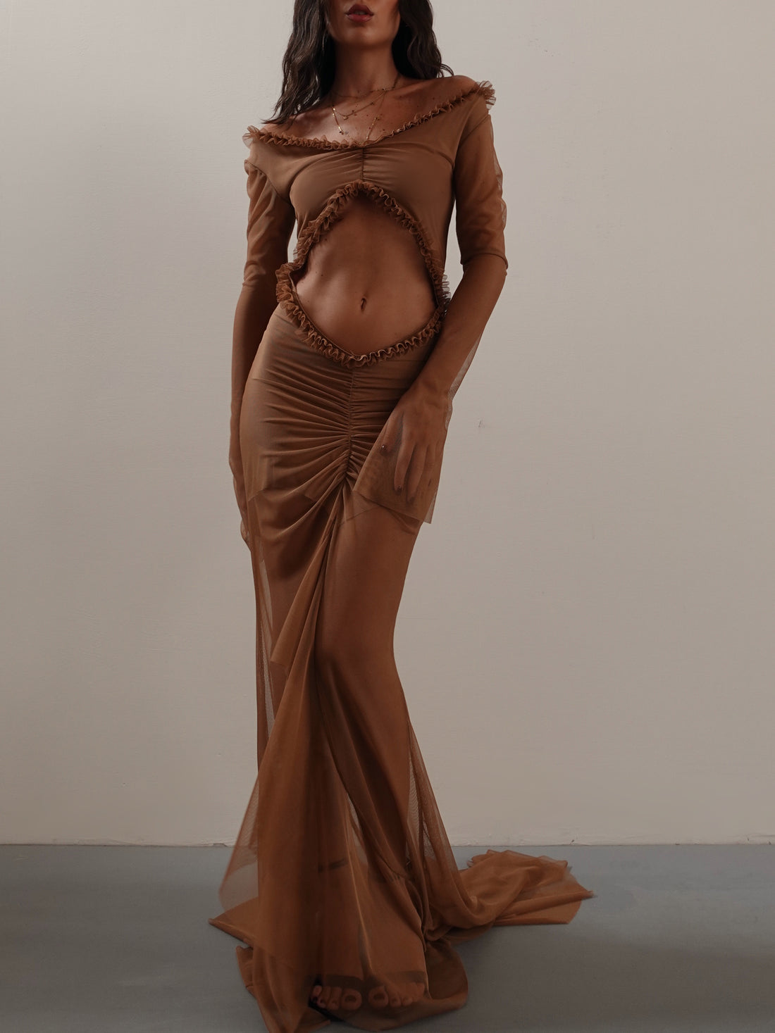 LONG DRESS KENDALL - MARRONE 1335