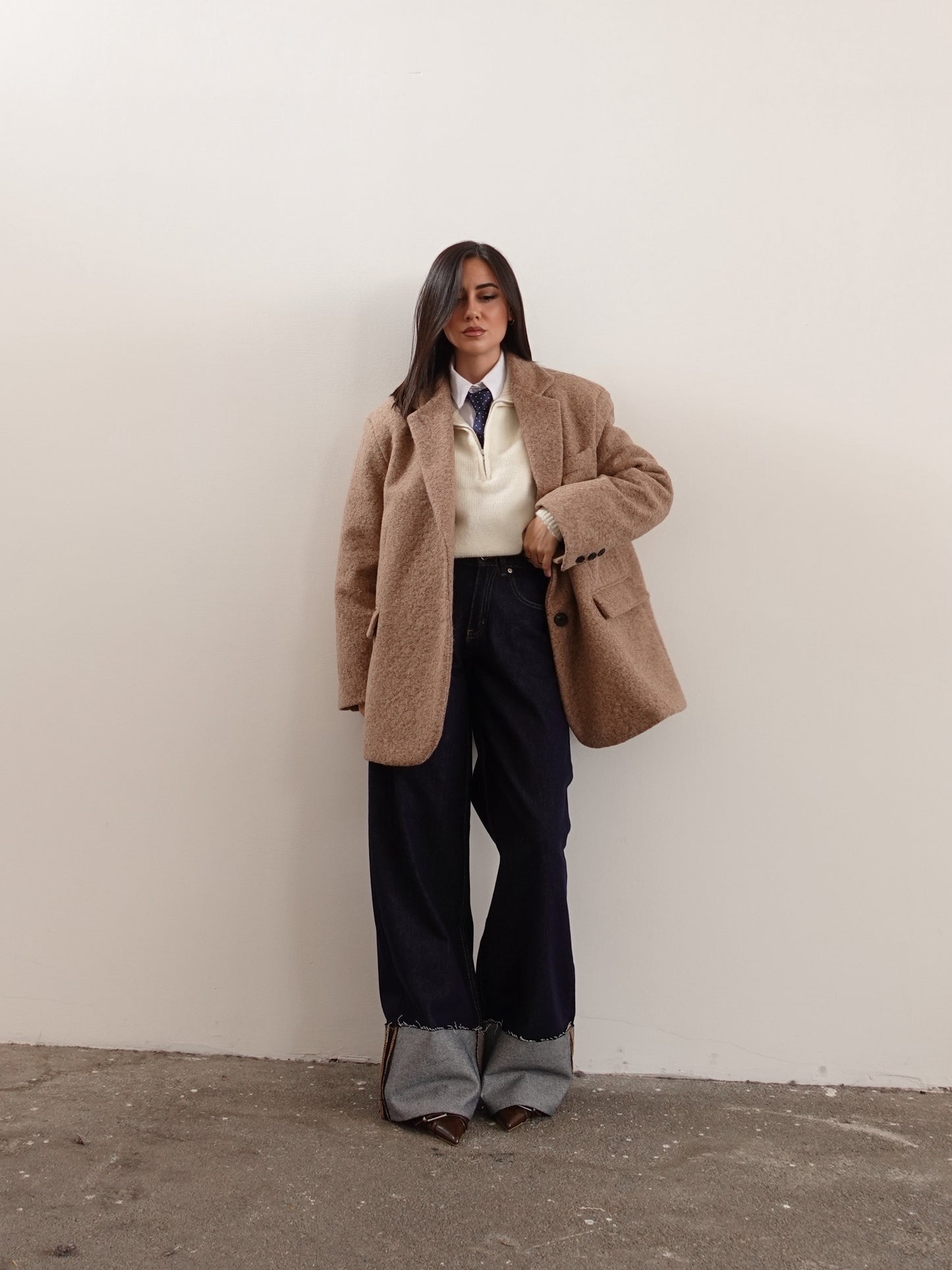 MAGLIONCINO MEZZO COLLO CON ZIP - PANNA 87719