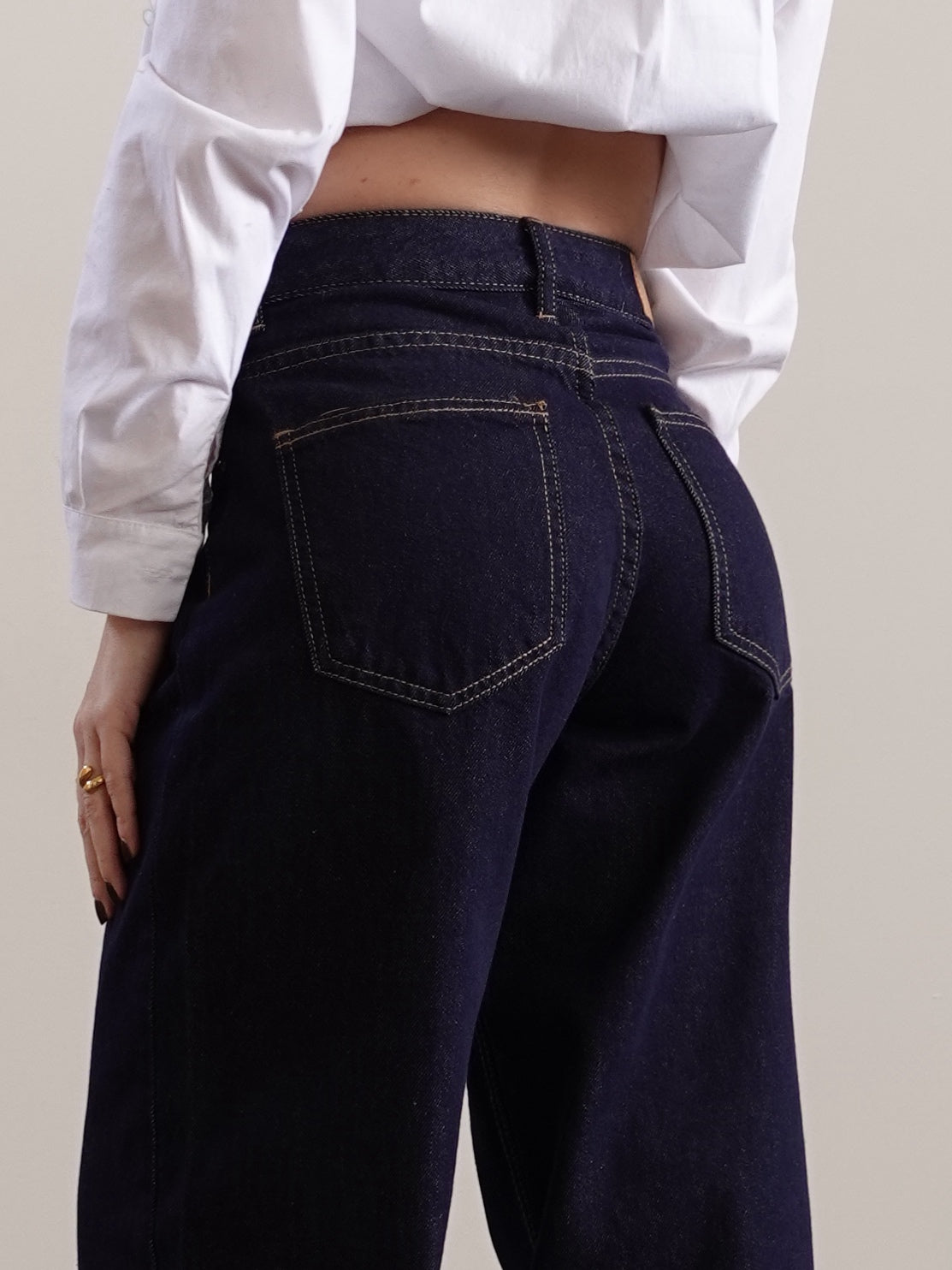 JEANS LAVAGGIO SCURO CON PIEGONE - 3476