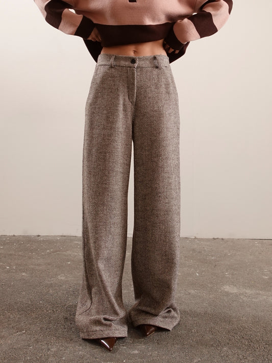 PANTALONI SPIGATI A PALAZZO - SABBIA 25165