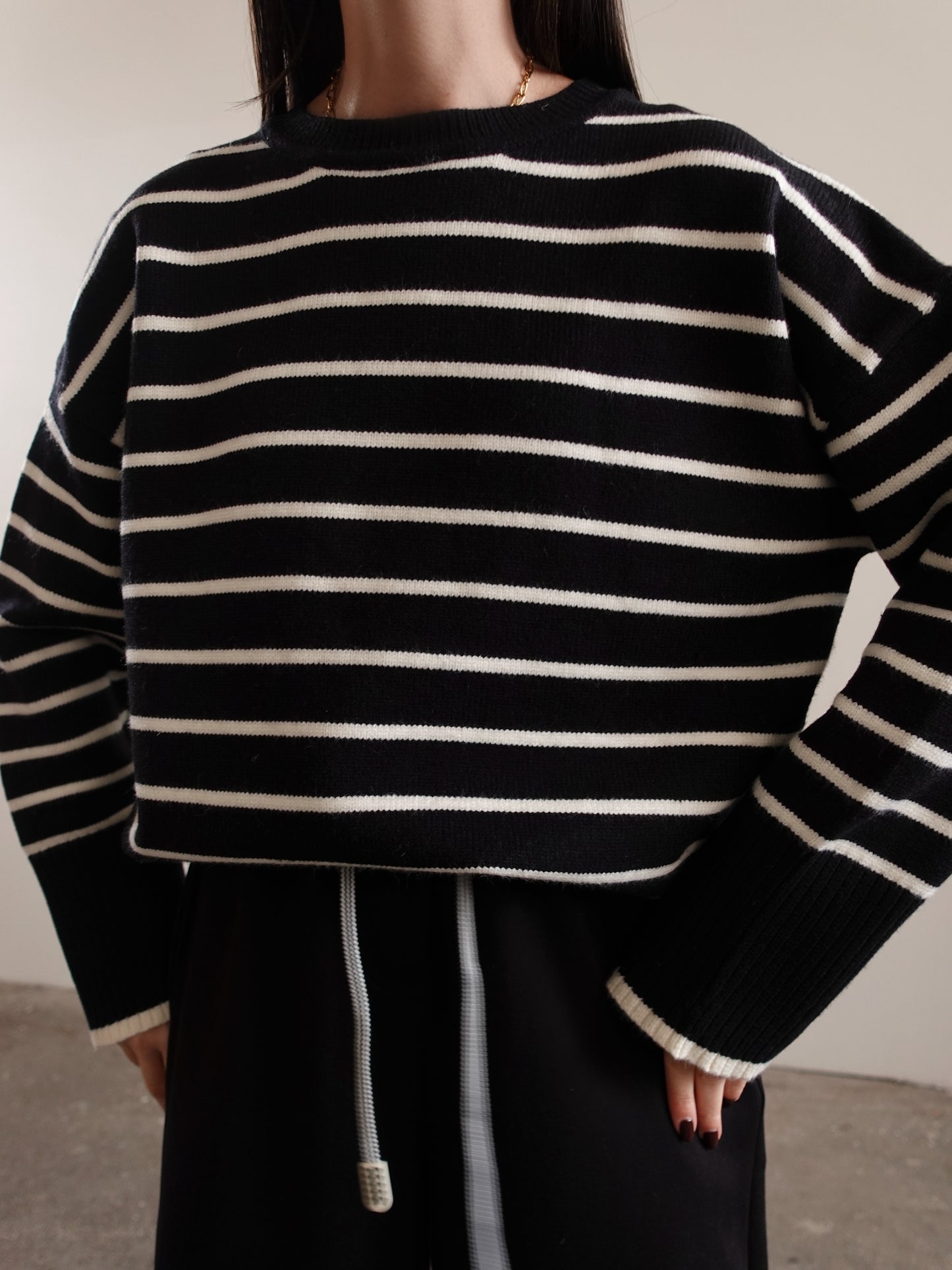 MAGLIONCINO STRIPES - NERO 87675