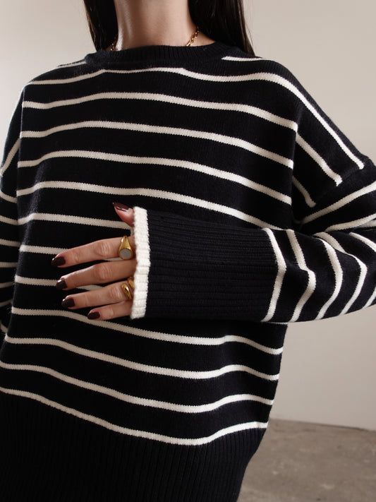 MAGLIONCINO STRIPES - NERO 87675