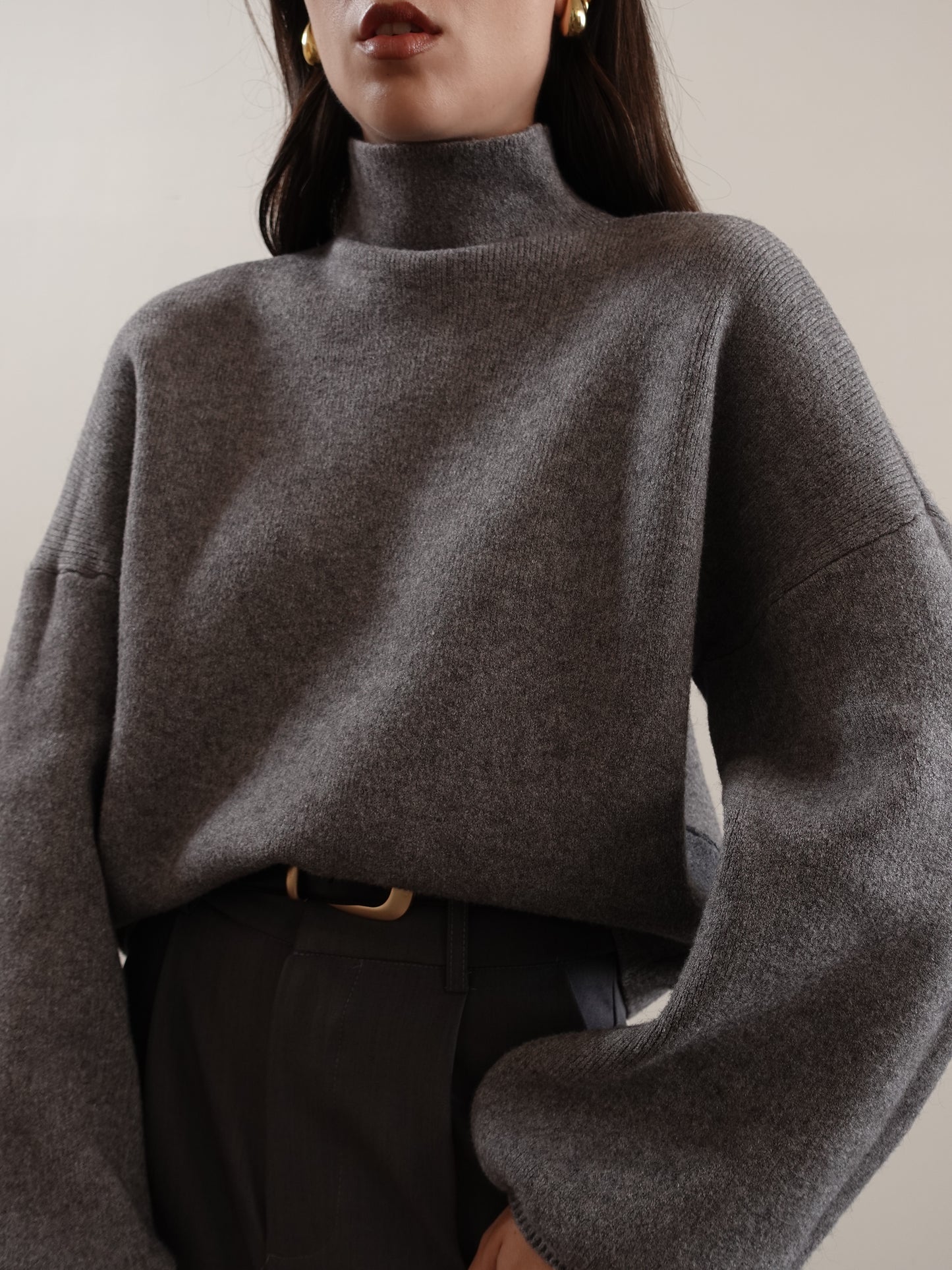 MAGLIONCINO MEZZO COLLO CON MANICA A SBUFFO - GRIGIO 5179