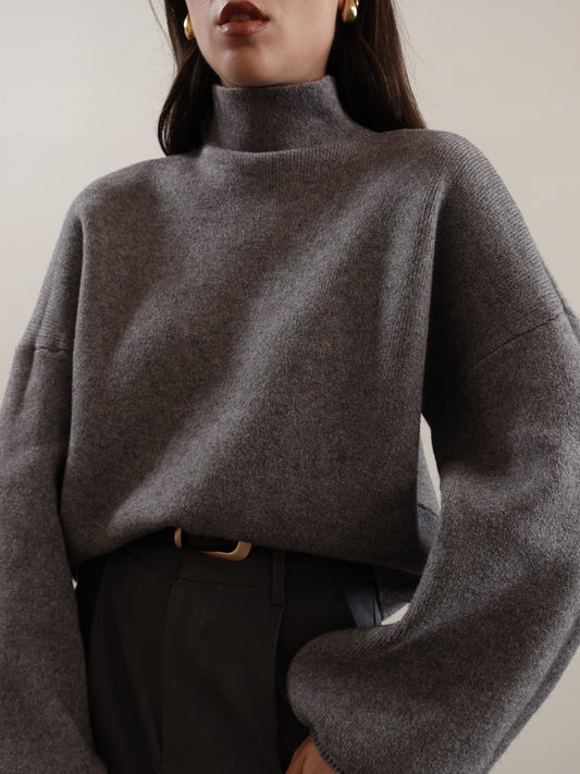 MAGLIONCINO MEZZO COLLO CON MANICA A SBUFFO - GRIGIO 5179
