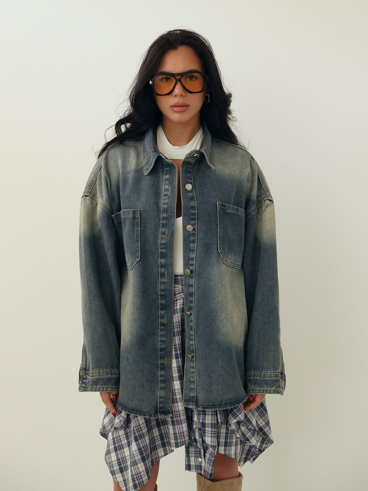 GIACCA IN DENIM SABBIATO - BLUE JEANS 76355
