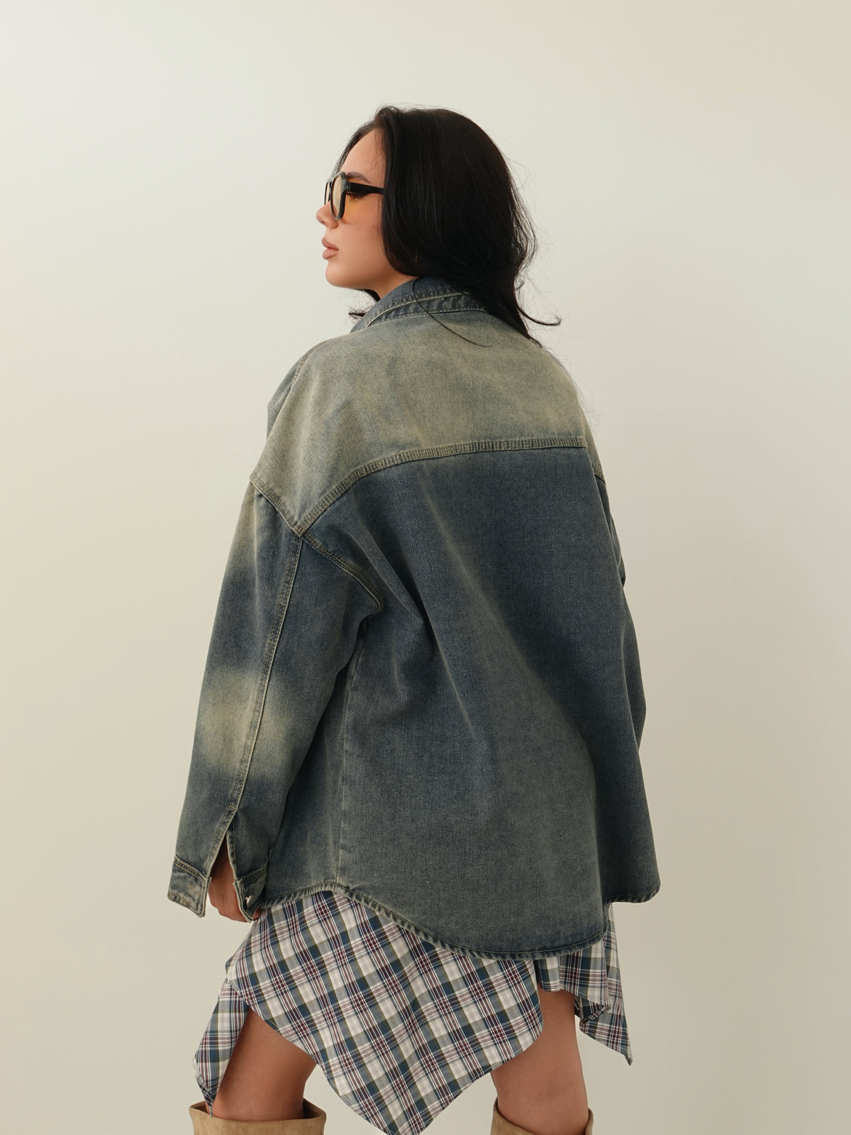 GIACCA IN DENIM SABBIATO - BLUE JEANS 76355