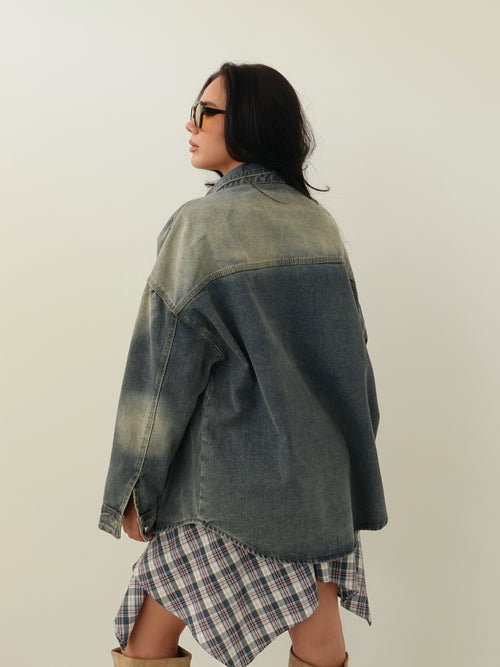 GIACCA IN DENIM SABBIATO - BLUE JEANS 76355