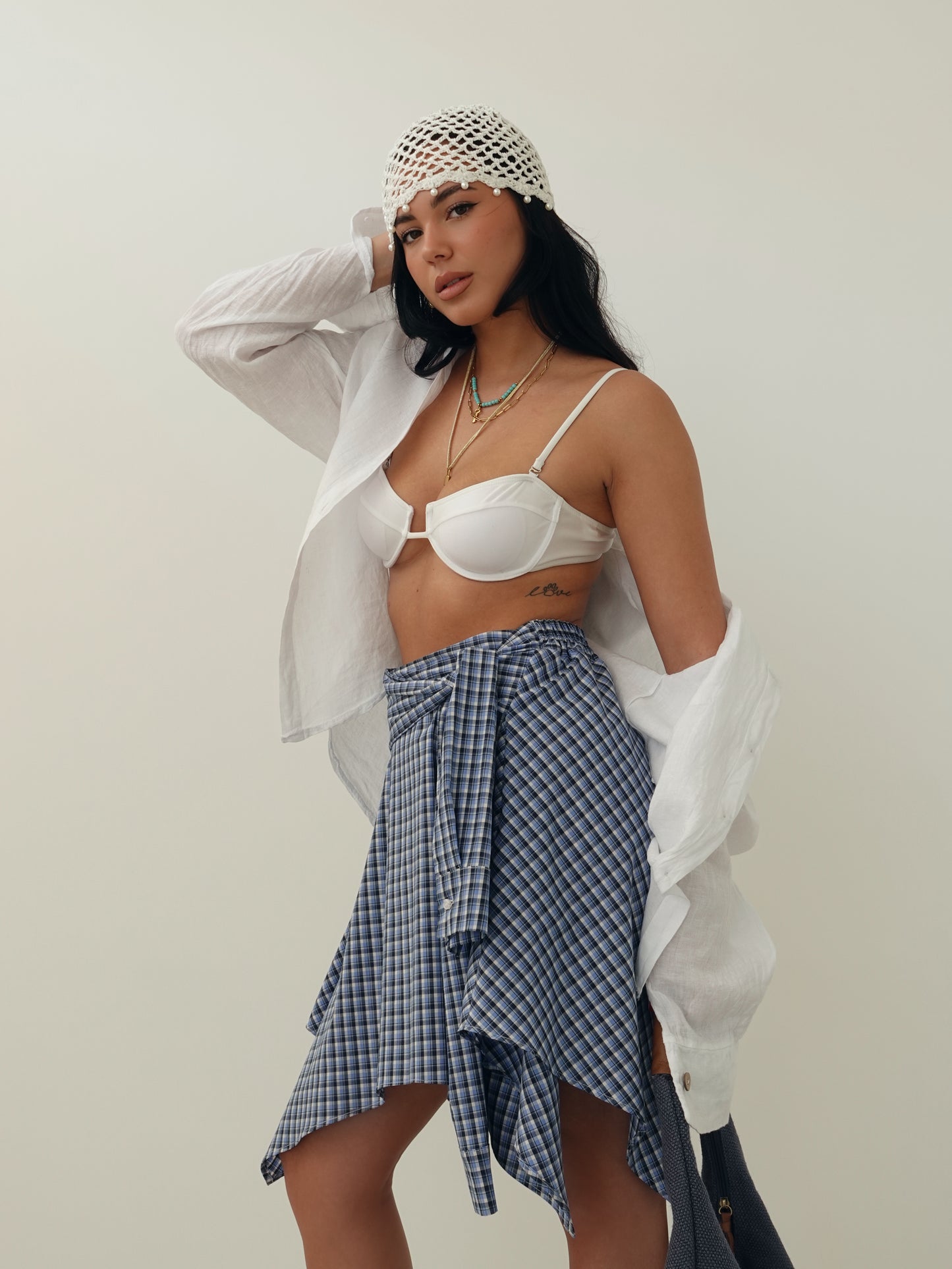 GONNA CAMICIA IN COTONE H143 - AZZURRO